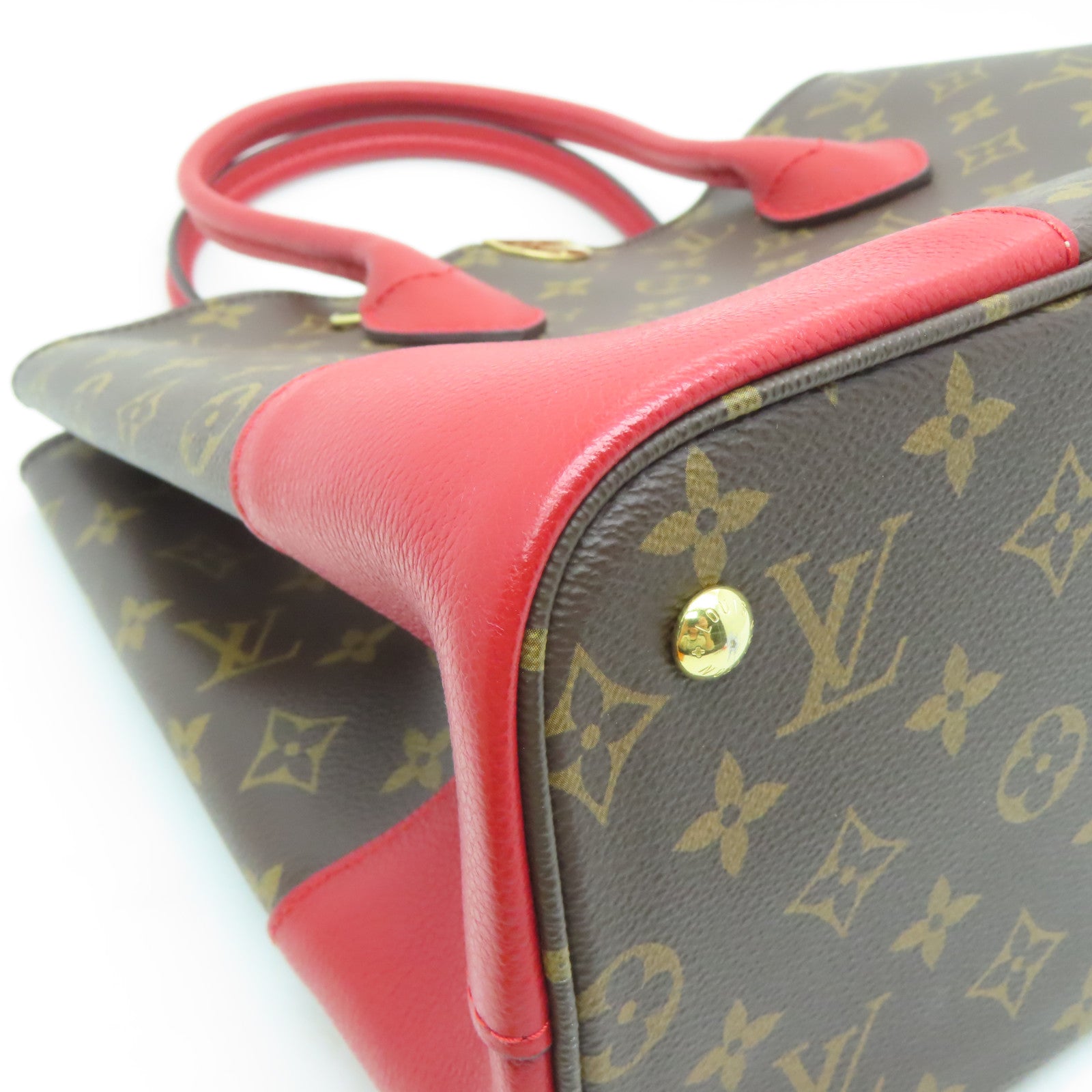 LOUIS VUITTON Monogram Flandrin金扣手挽肩背兩用袋棕色/紅色