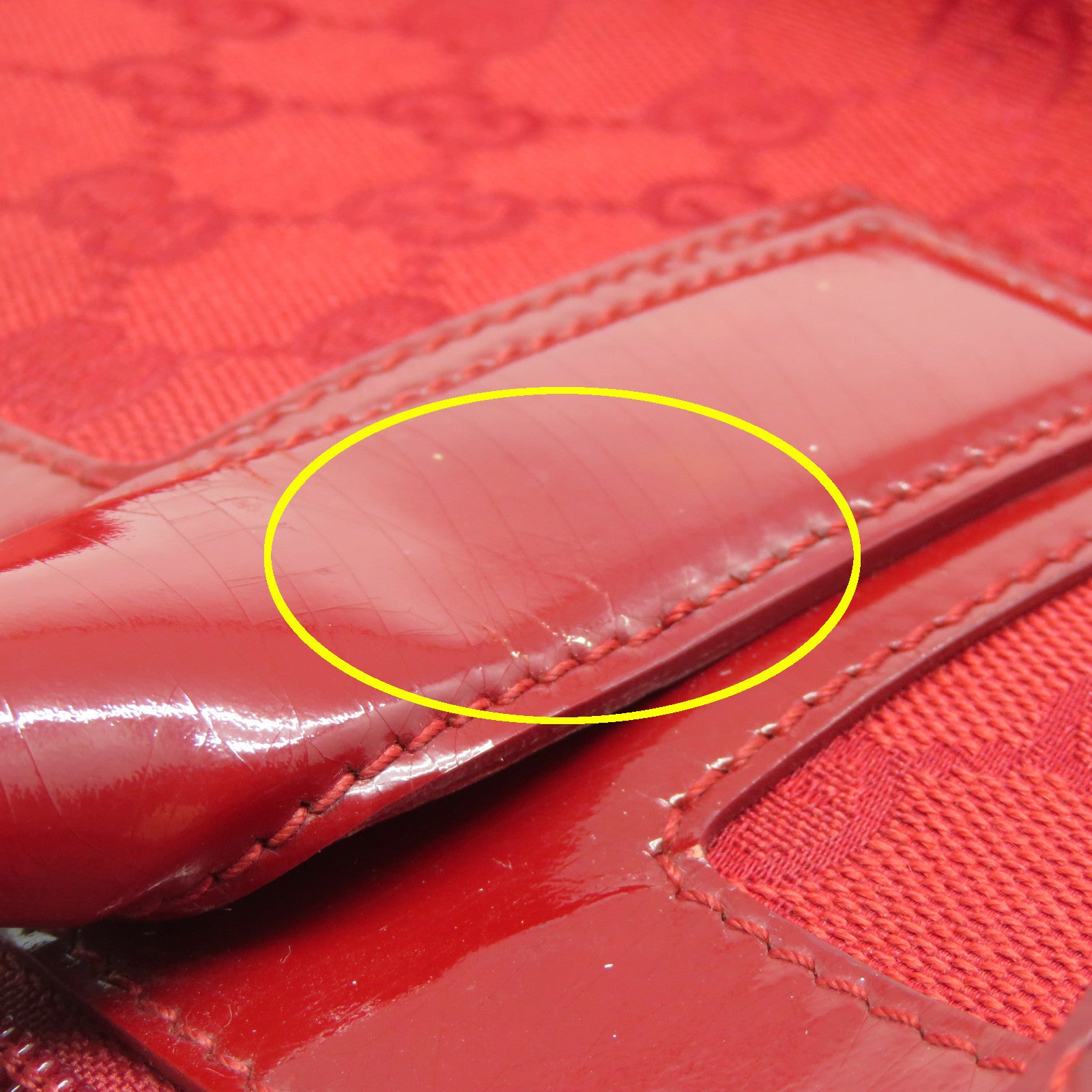GUCCI 帆布Hand Bag銀扣手挽袋紅色