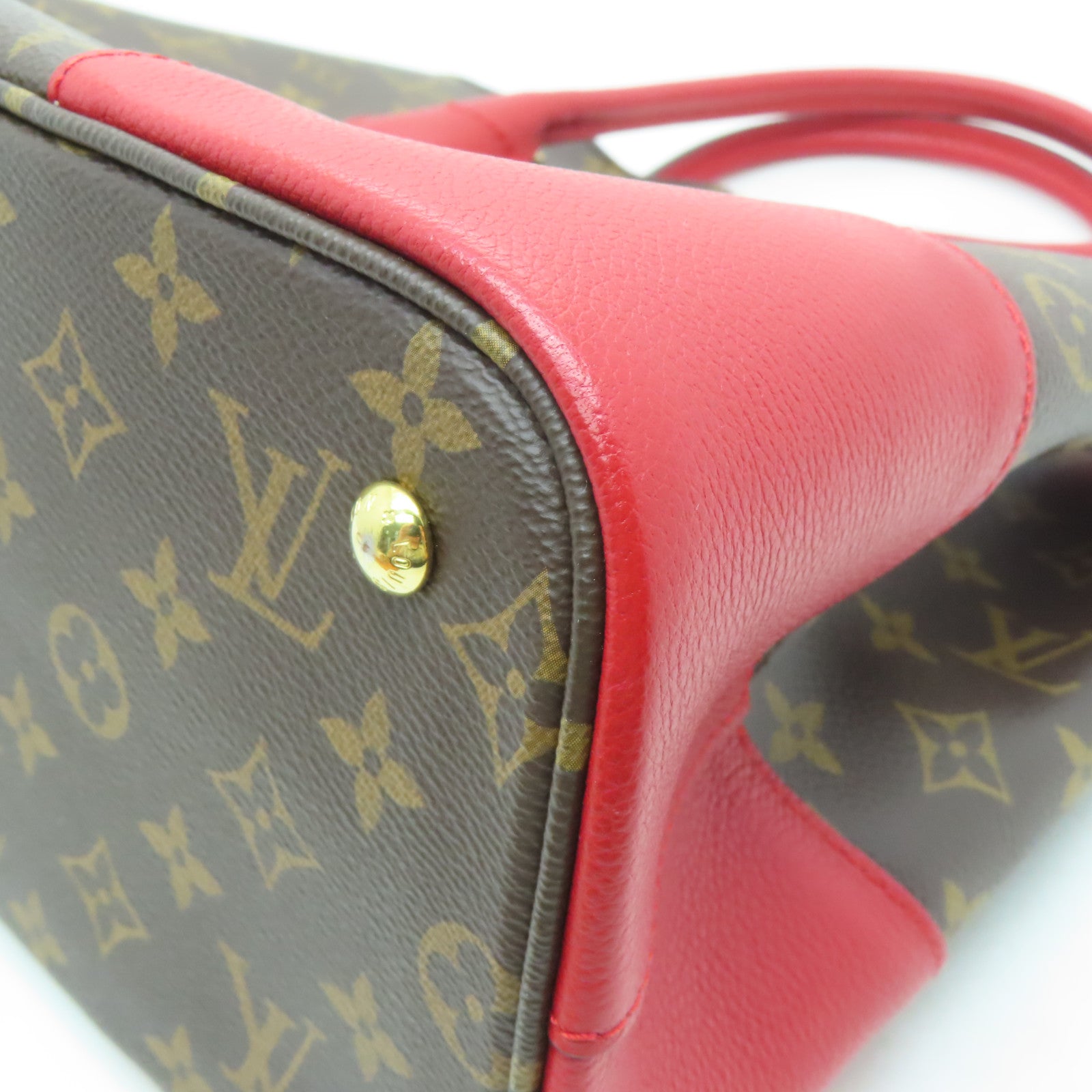 LOUIS VUITTON Monogram Flandrin金扣手挽肩背兩用袋棕色/紅色