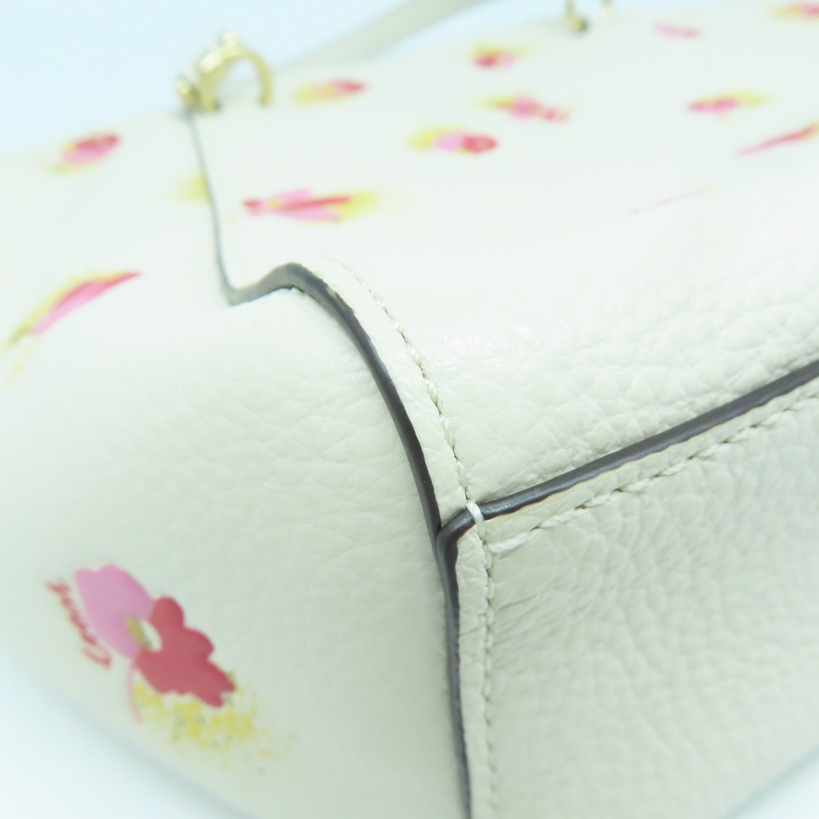 COACH 牛皮皮革2 Way Shoulder金扣手挽肩背兩用袋白色