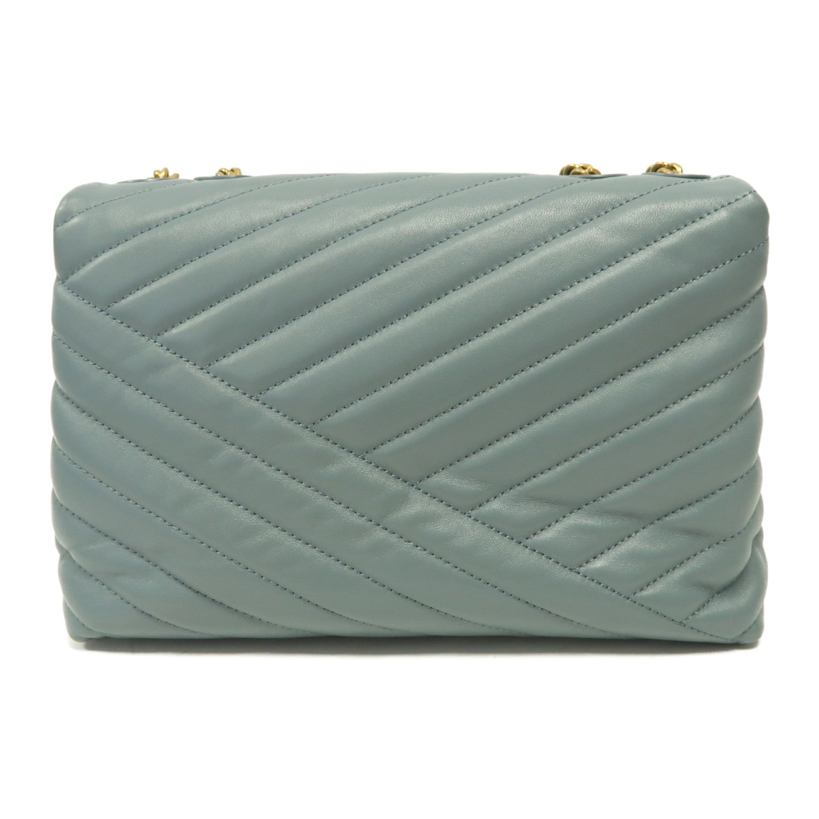 Tory Burch 羊皮皮革Kira Chevron Convertible金扣鏈帶肩背袋藍色