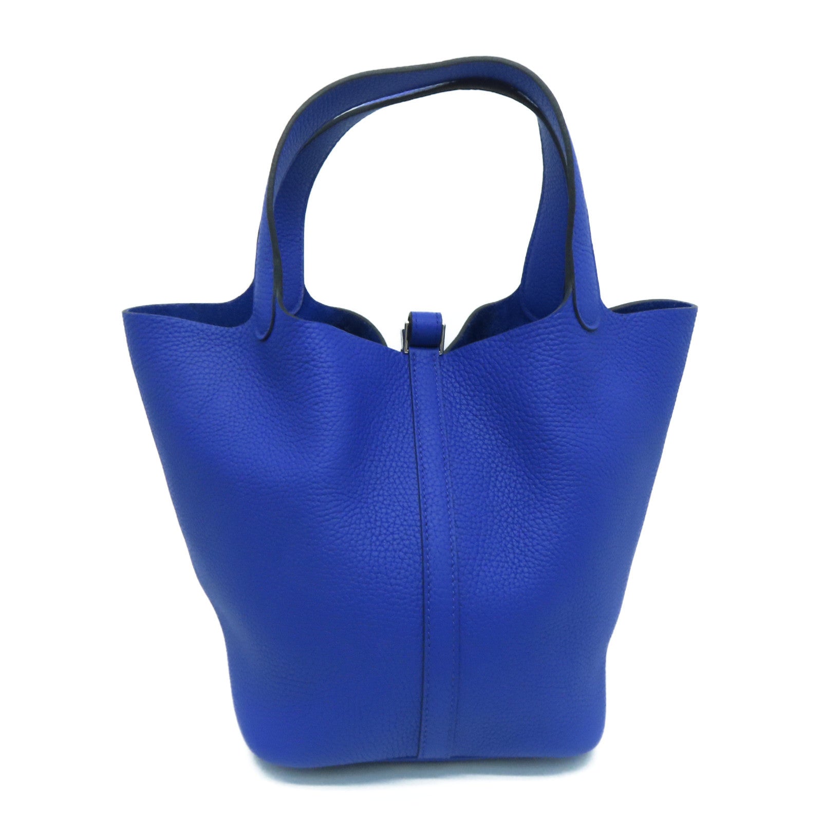 HERMES 【激減優惠】Clemence皮革Picotin MM Tote Bag銀扣手挽袋Bleu Royal藍色