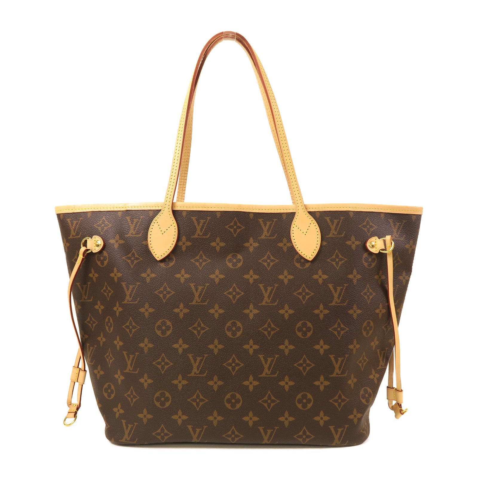 LOUIS VUITTON Monogram Neverfull MM金扣手挽袋啡色