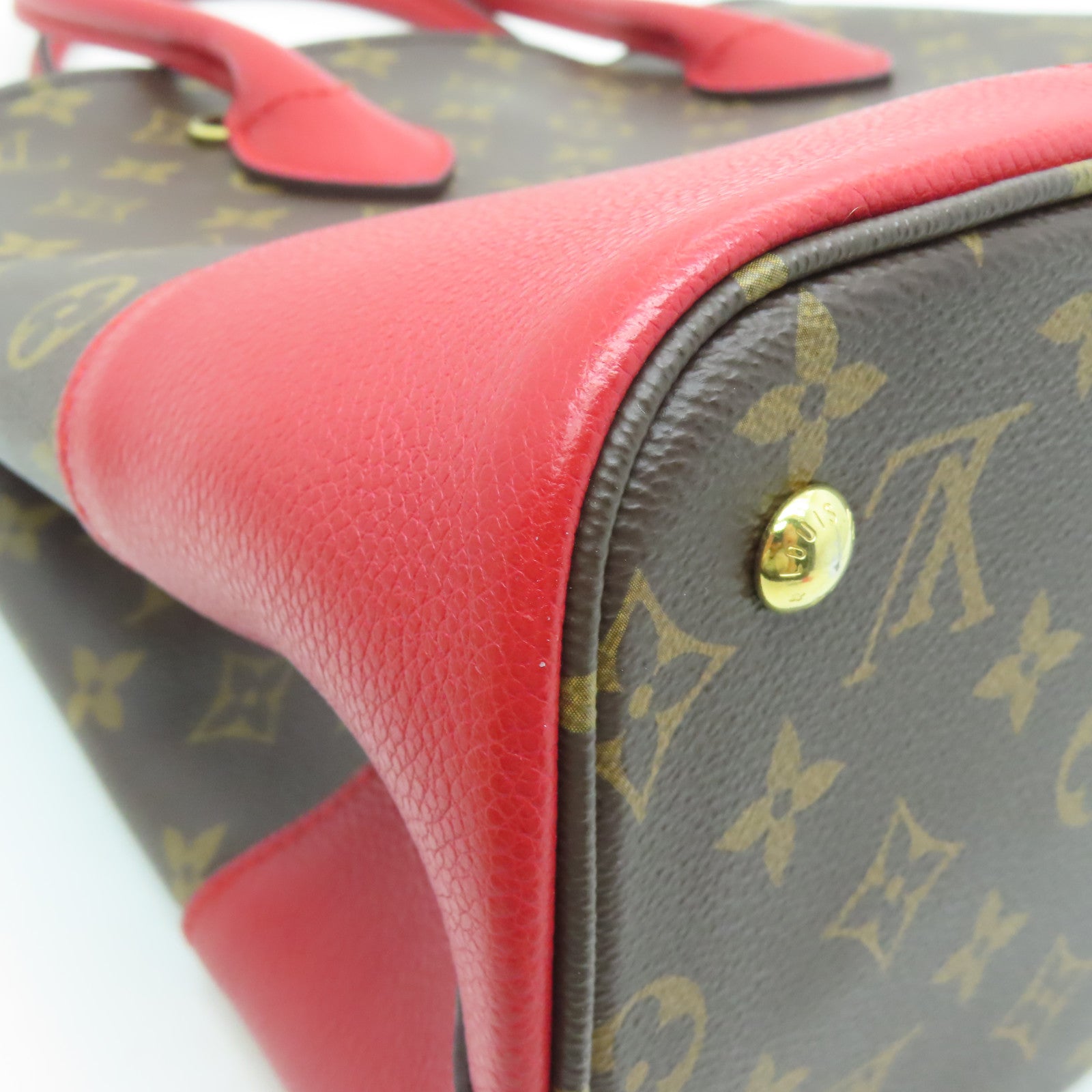 LOUIS VUITTON Monogram Flandrin金扣手挽肩背兩用袋棕色/紅色