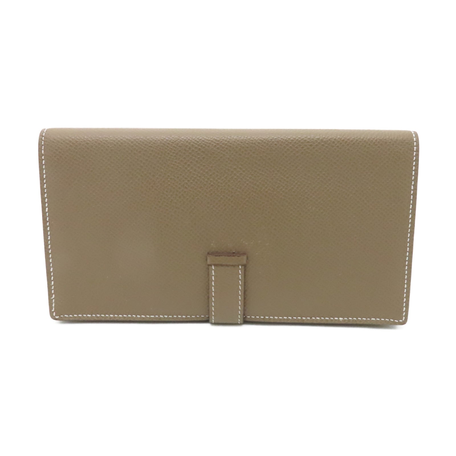 HERMES Epsom皮革Bearn bi-fold銀扣長錢包米色