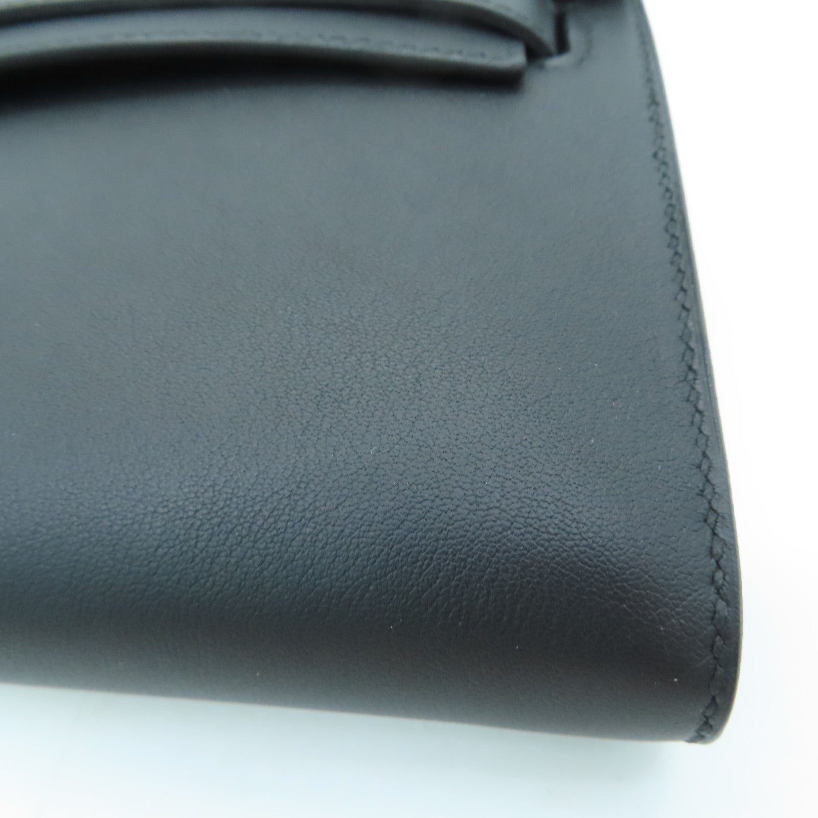 HERMES Swift皮革Kelly Cut金扣手挽袋Noir/黑色