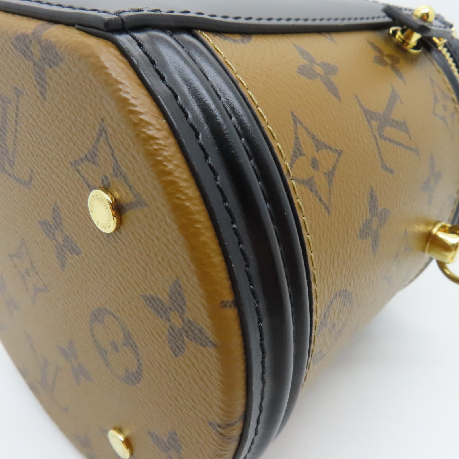 LOUIS VUITTON Monogram Reverse Cannes金扣手挽肩背兩用袋棕色