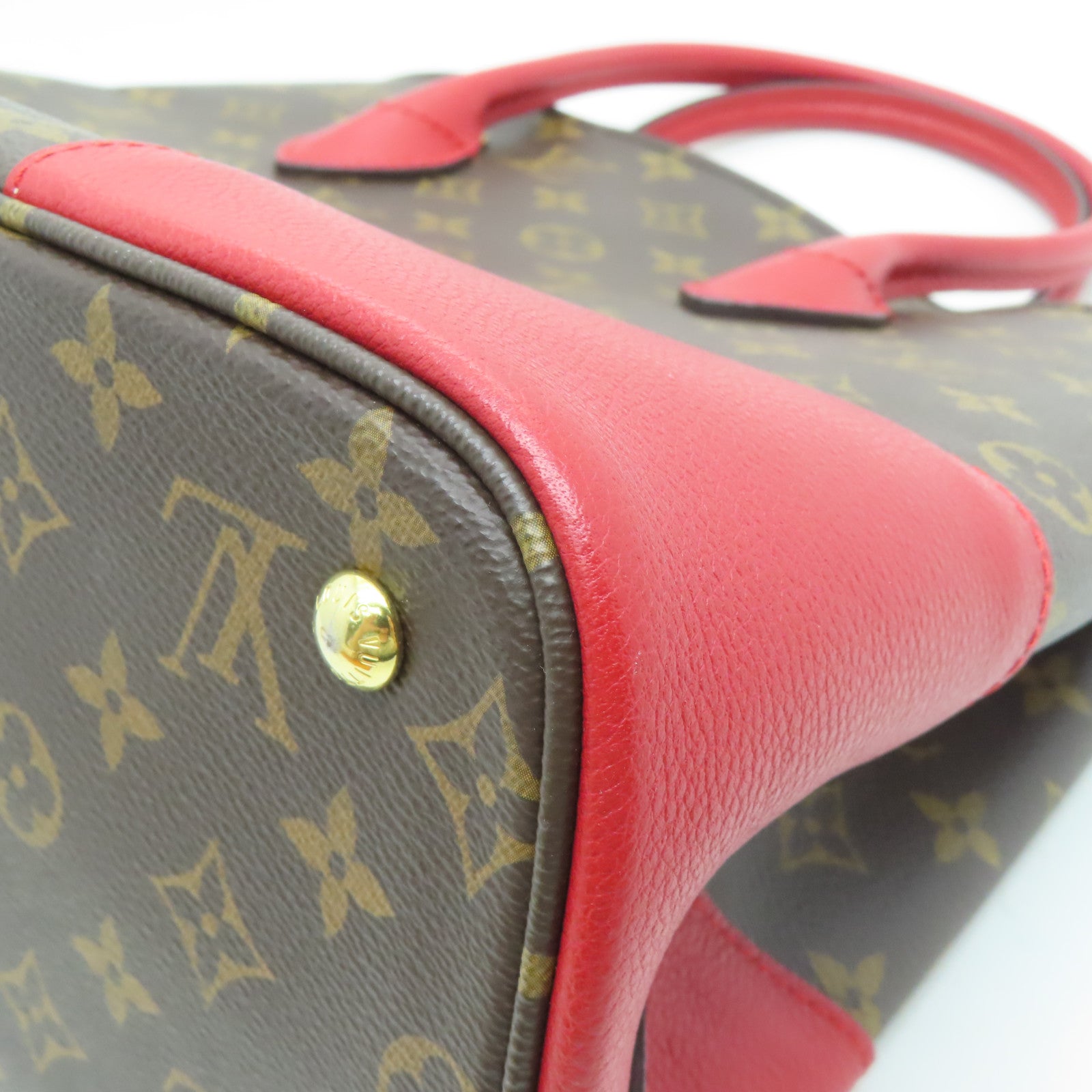 LOUIS VUITTON Monogram Flandrin金扣手挽肩背兩用袋棕色/紅色
