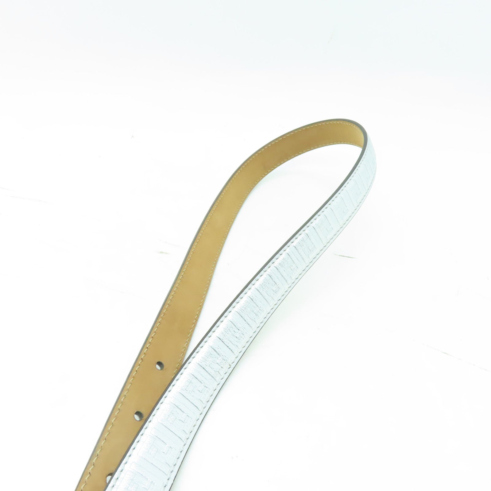 FENDI 皮革Belt金扣皮帶銀色