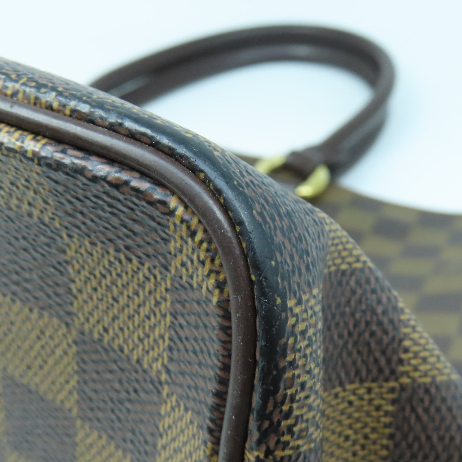 LOUIS VUITTON Damier Saleya MM金扣手挽袋棕色