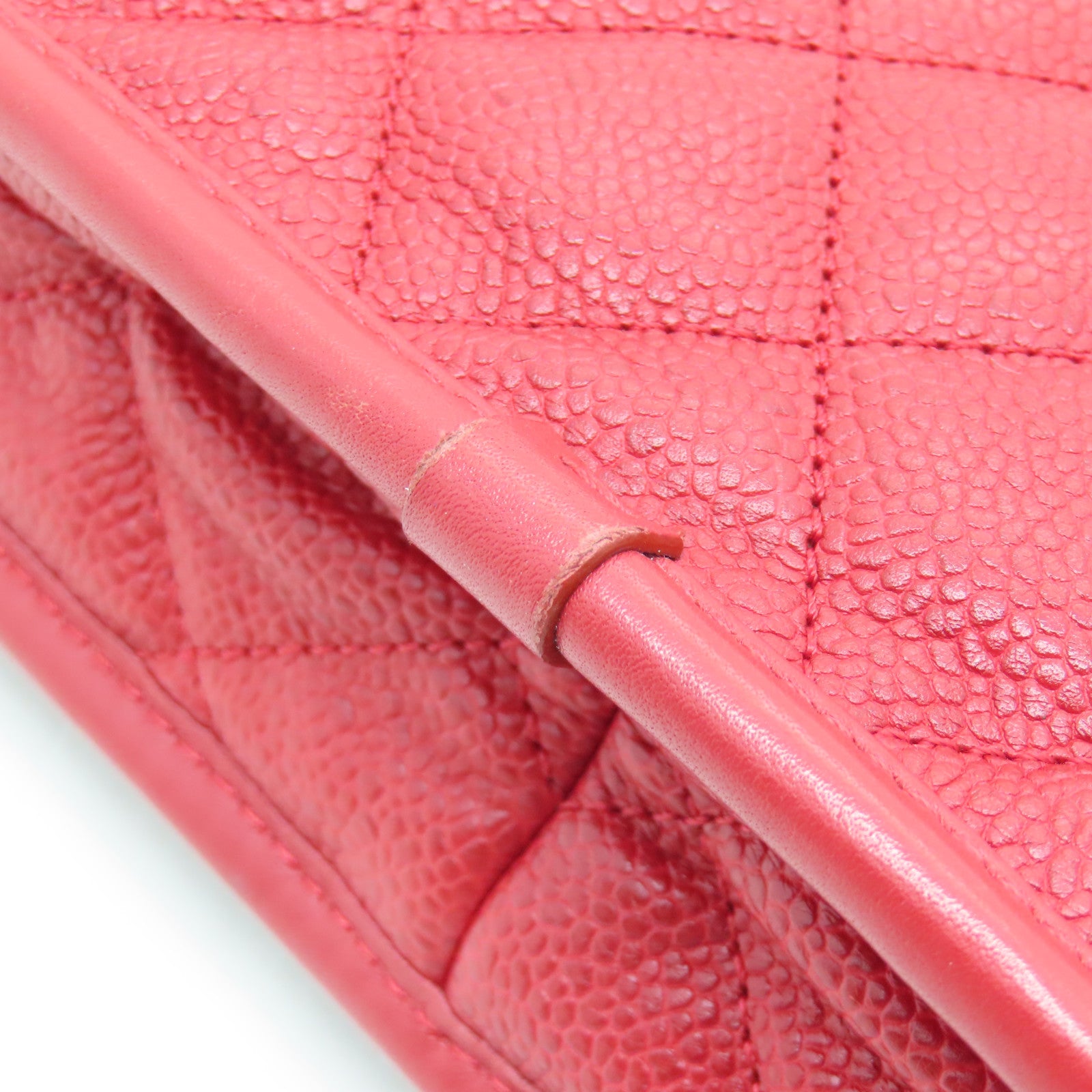 CHANEL 菱格牛皮皮革Chain Shoulder Bag銀扣鏈帶肩背袋紅色