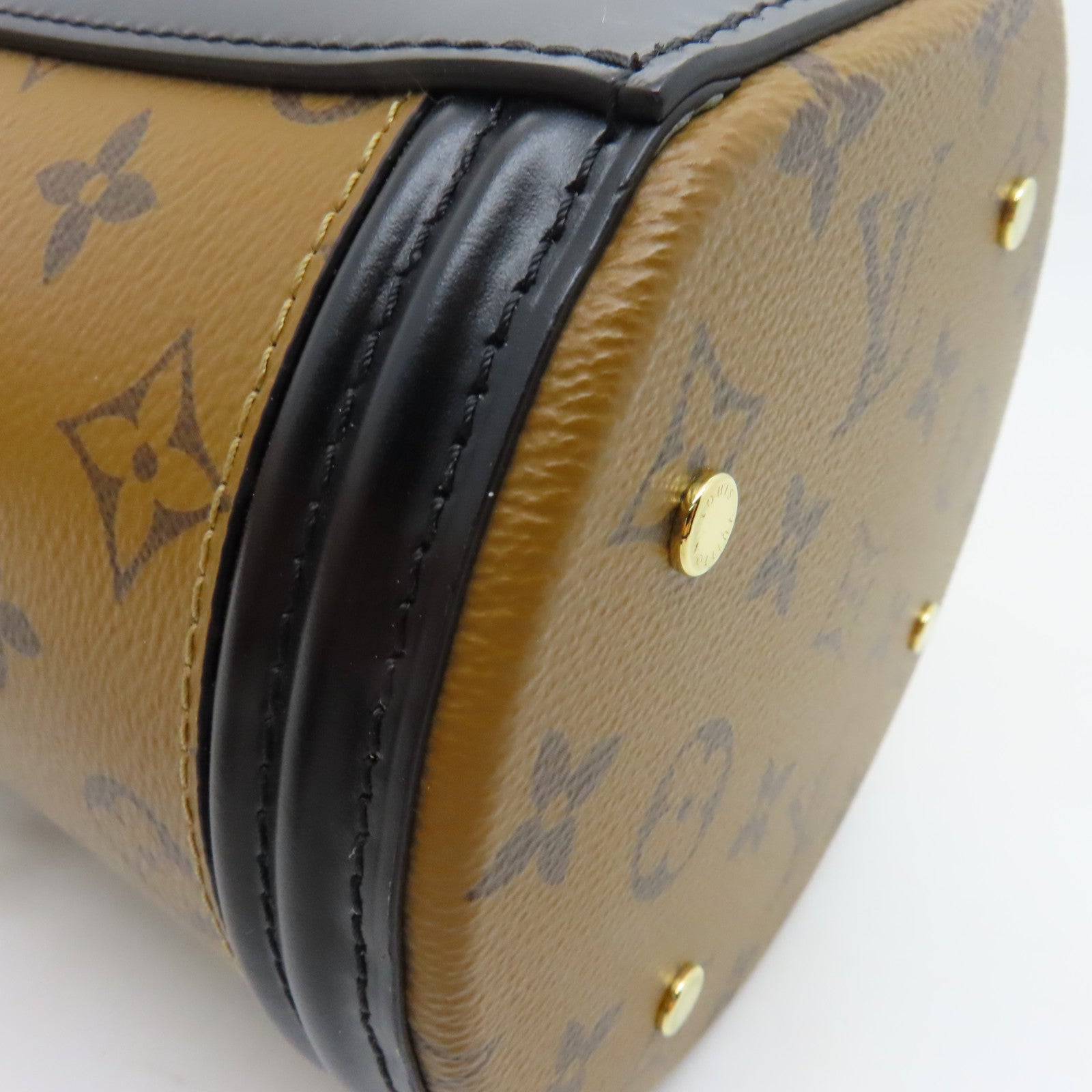 LOUIS VUITTON Monogram Reverse Cannes金扣手挽肩背兩用袋棕色