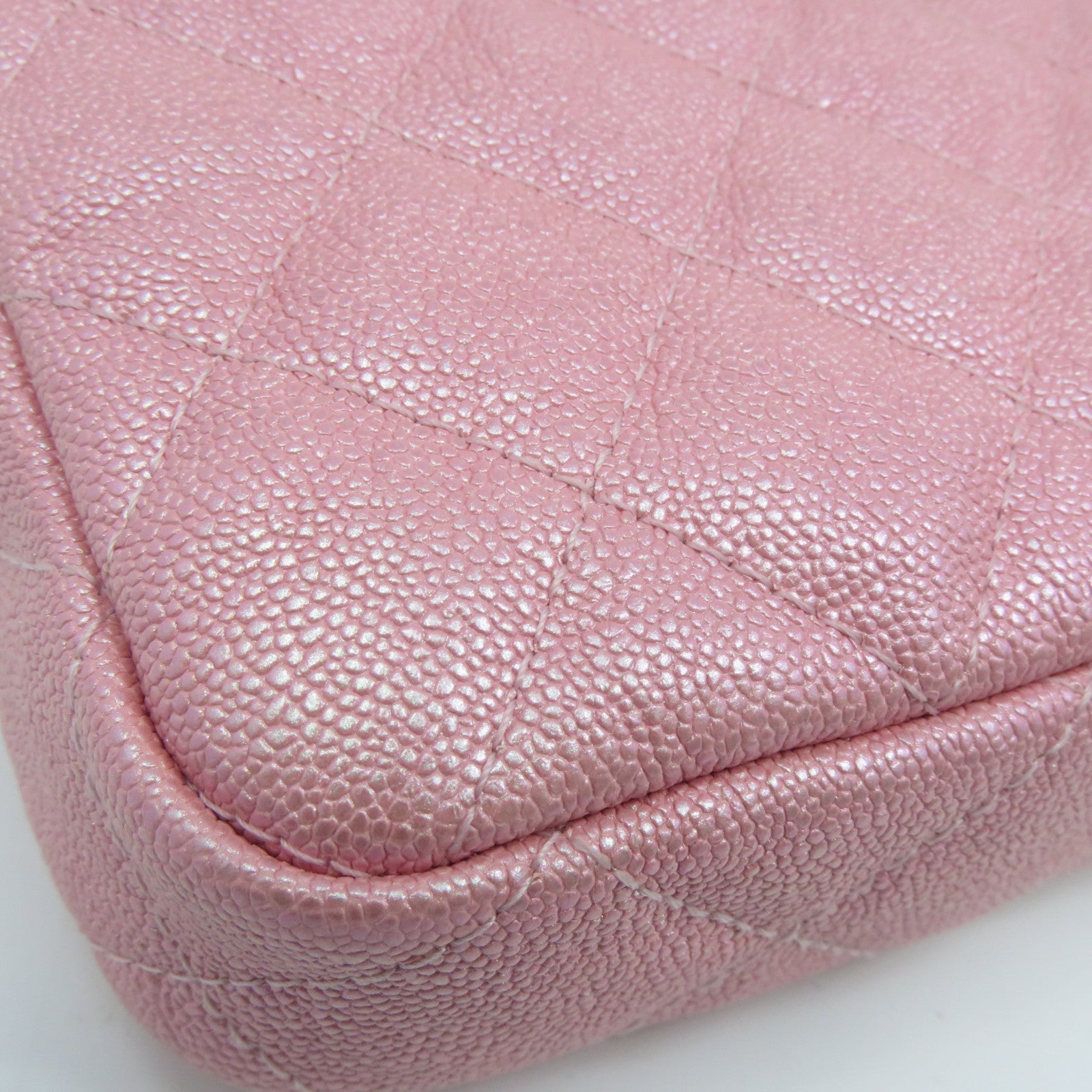 CHANEL 菱格牛皮皮革Clutch With Chain金扣手拿包粉紅色