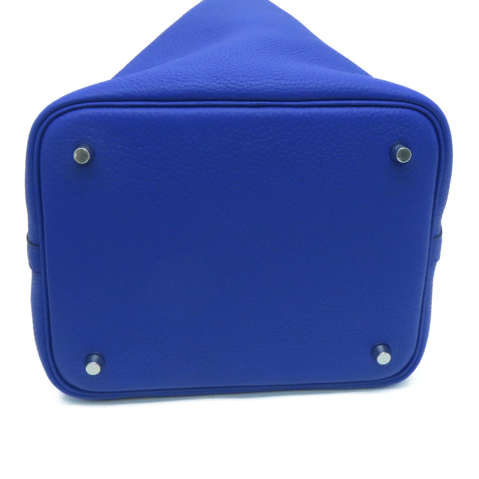HERMES 【激減優惠】Clemence皮革Picotin MM Tote Bag銀扣手挽袋Bleu Royal藍色