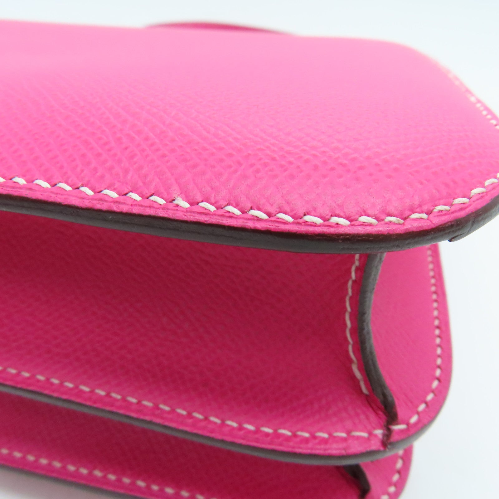 HERMES Espom Leather Constance 24 Silver Buckle Shoulder Bag Rose Tyrien