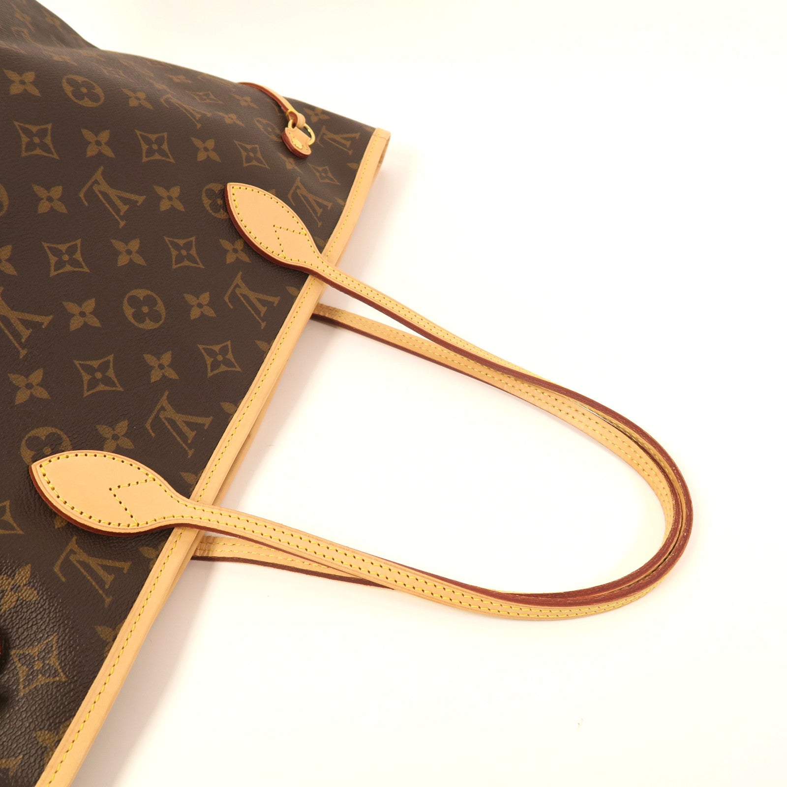 LOUIS VUITTON Monogram Neverfull MM金扣手挽袋啡色