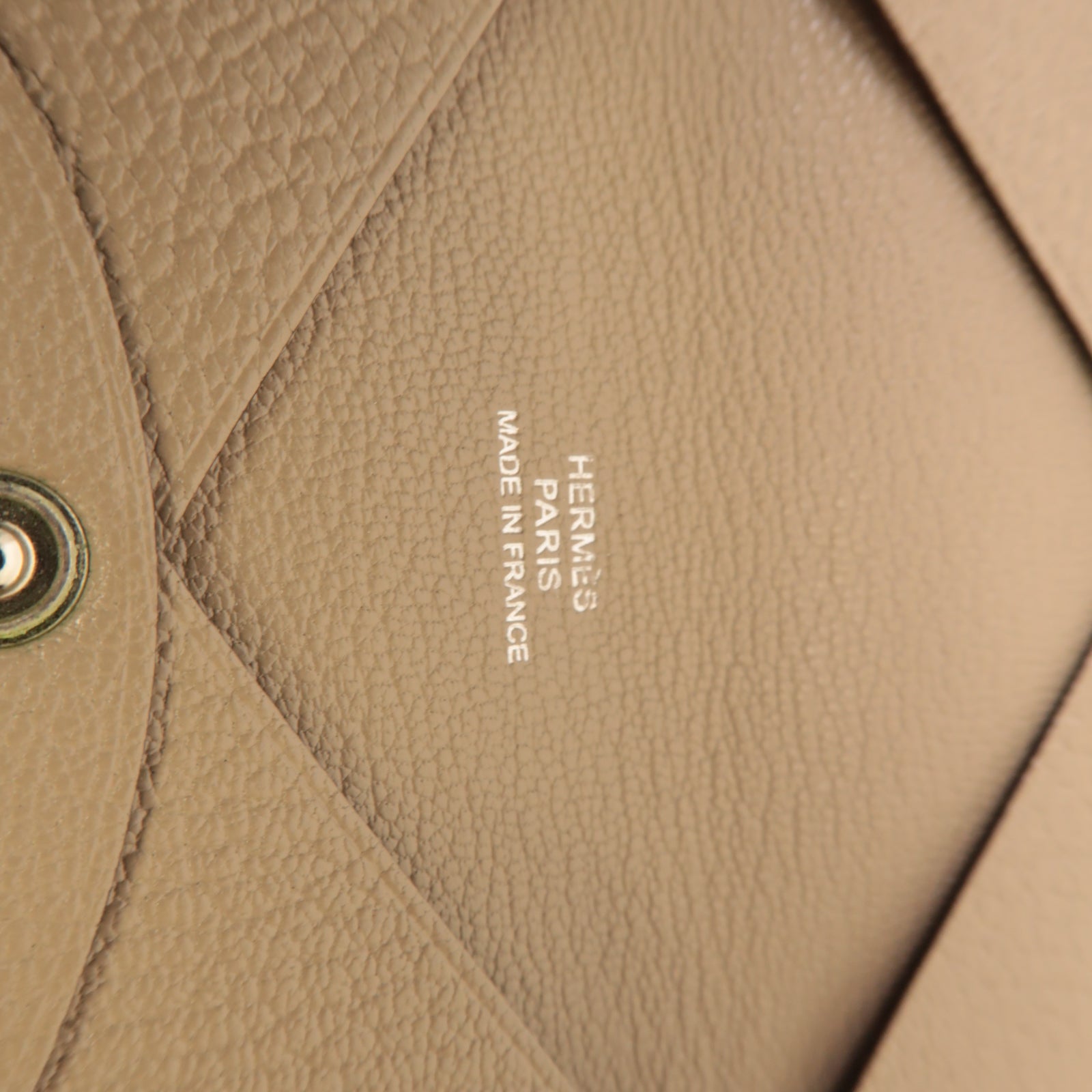 HERMES Chevre皮革Calvi Card Case銀扣卡片套灰色