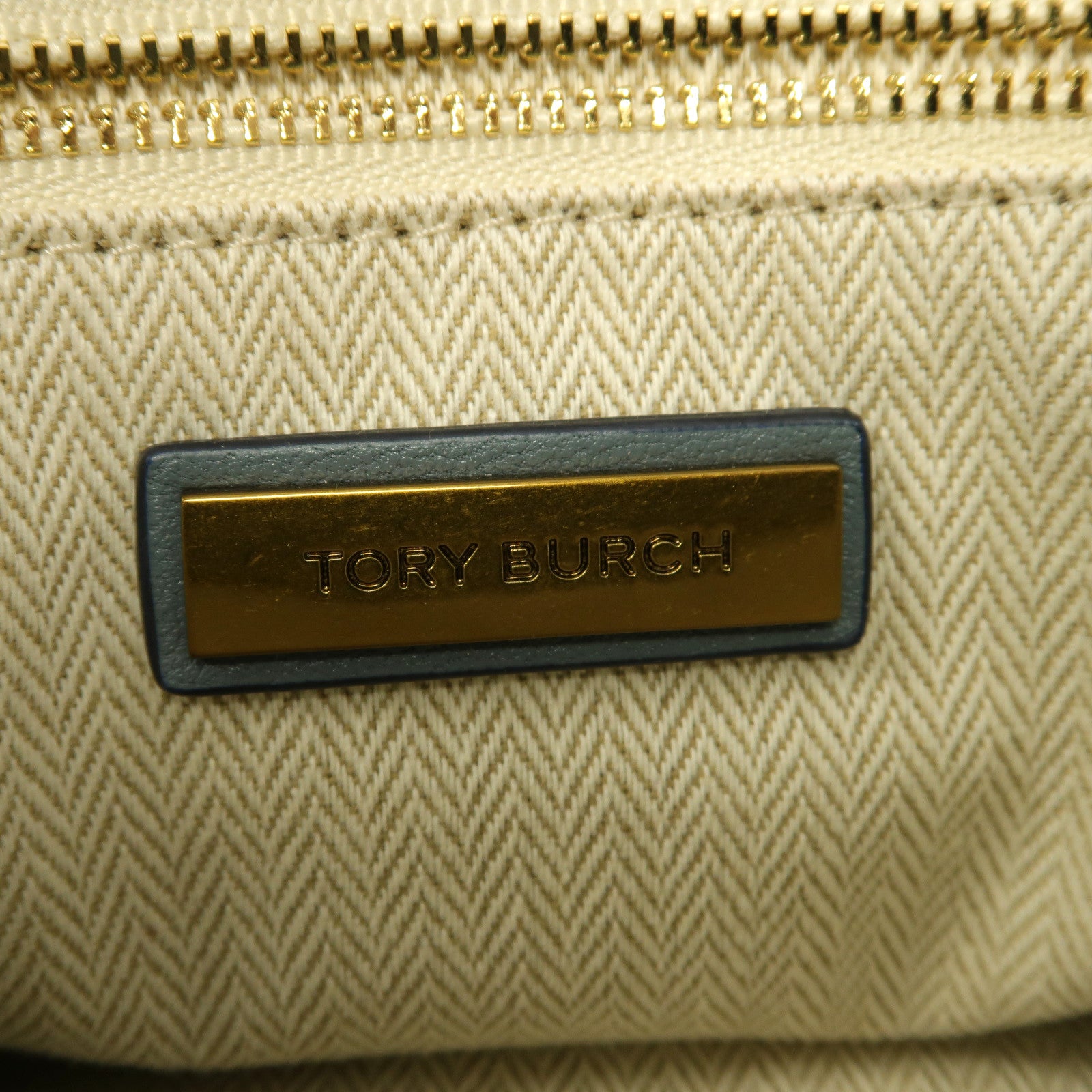 Tory Burch 羊皮皮革Kira Chevron Convertible金扣鏈帶肩背袋藍色