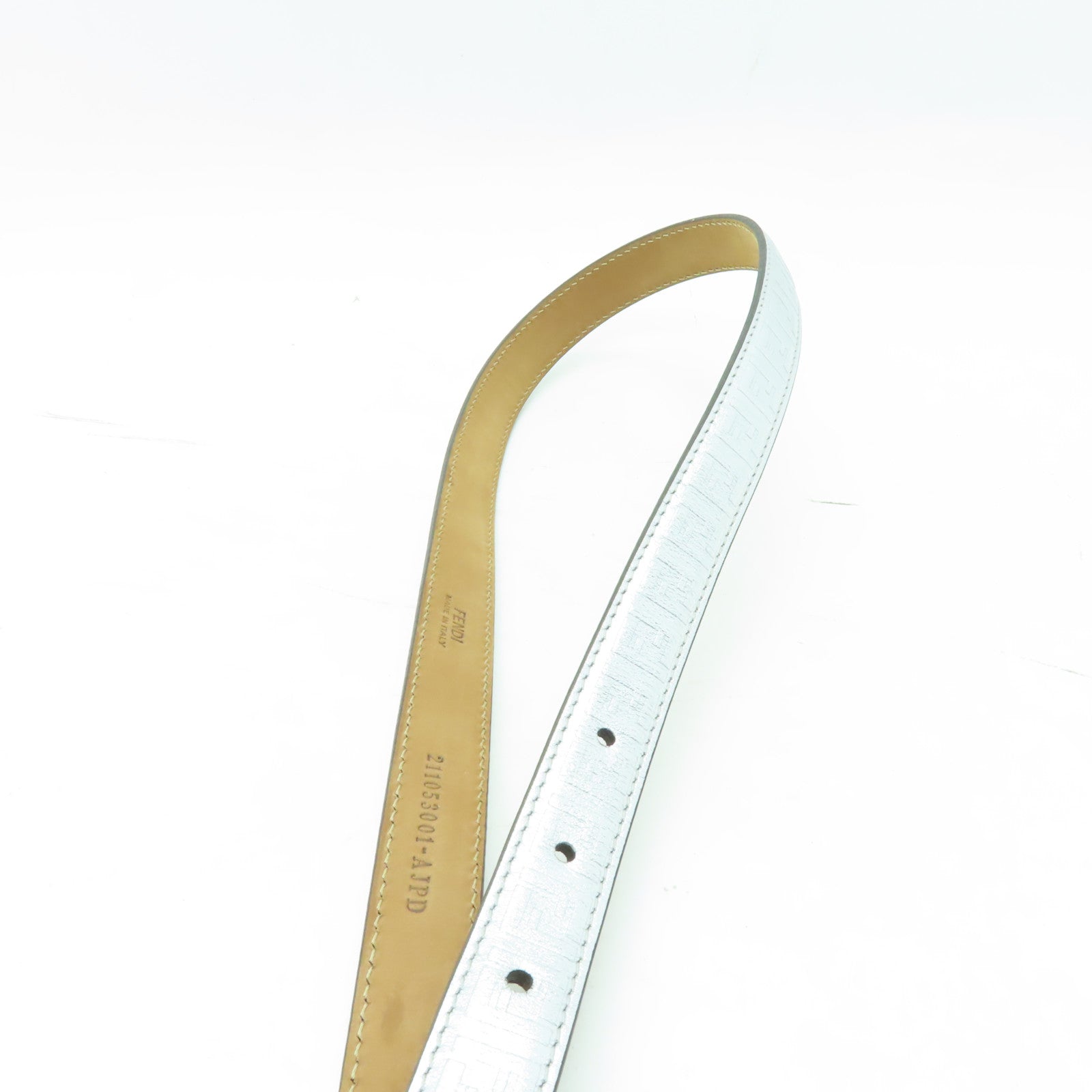 FENDI 皮革Belt金扣皮帶銀色