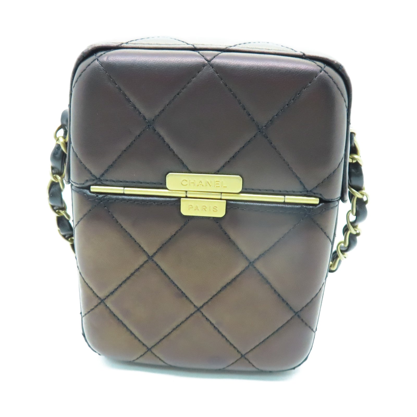 CHANEL 菱格Caviar皮革Chain shoulder銀扣鏈帶肩背袋黑色