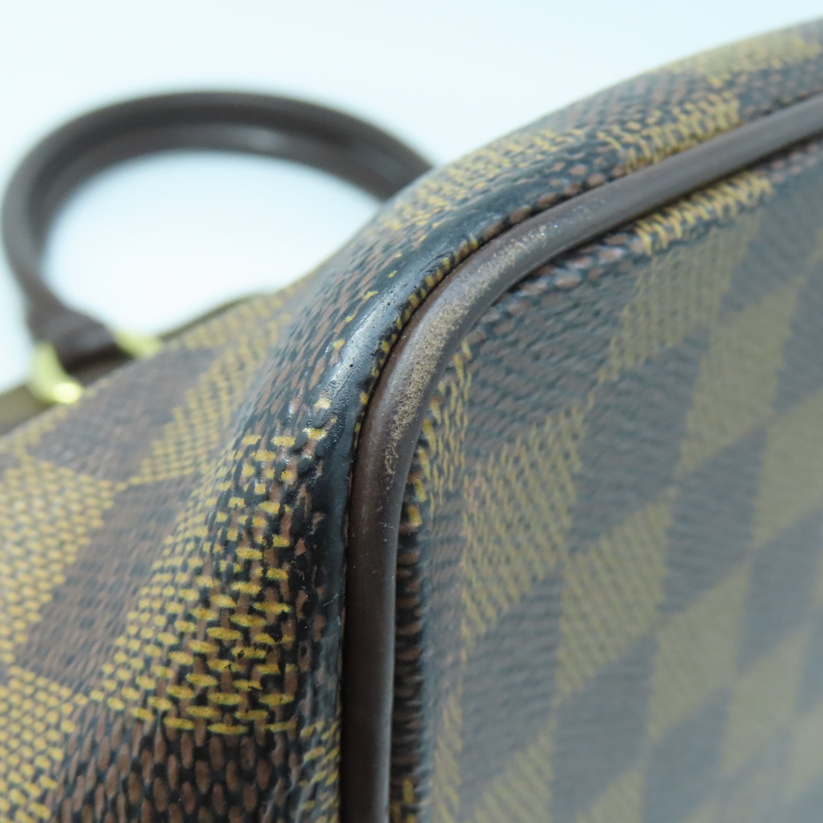 LOUIS VUITTON Damier Saleya MM金扣手挽袋棕色