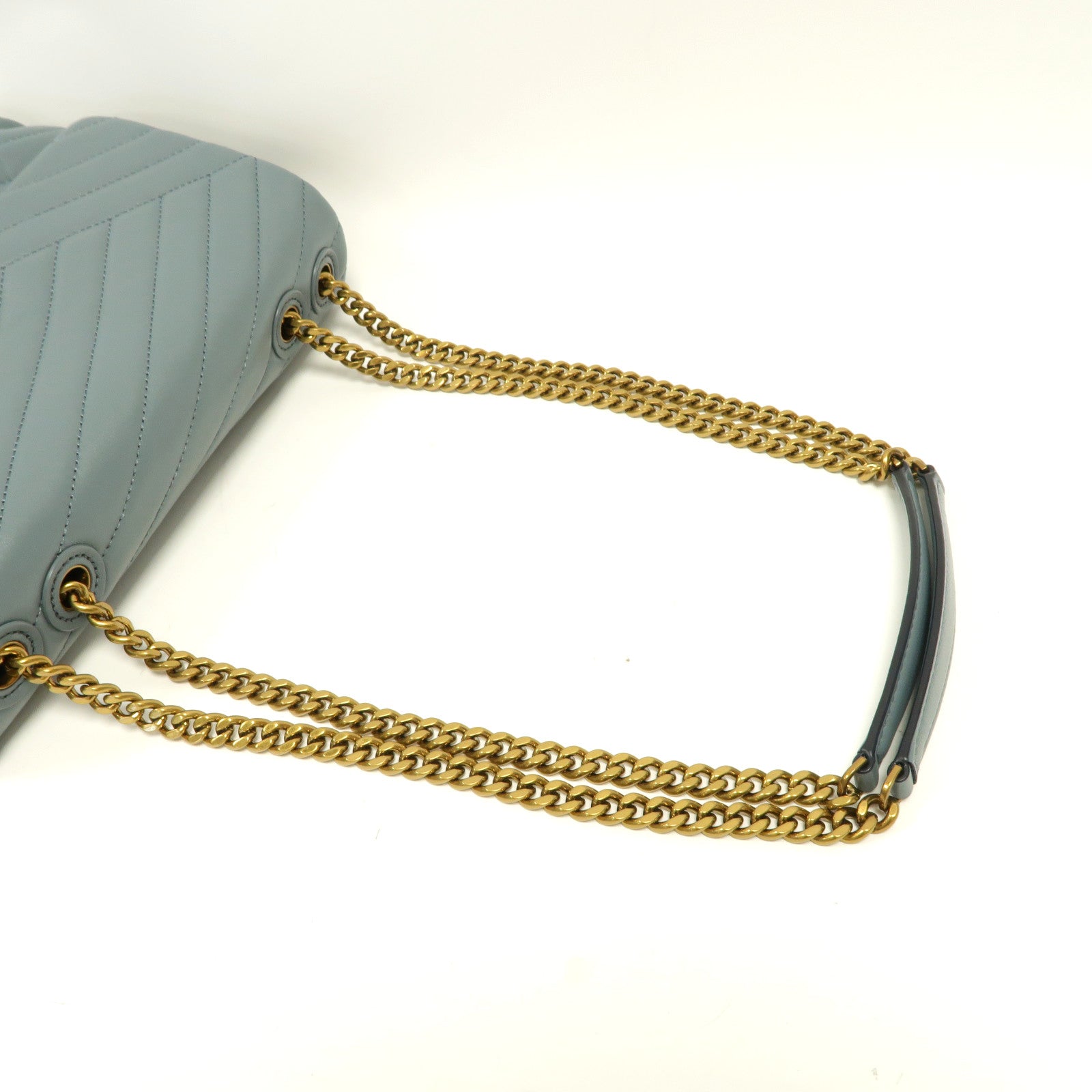 Tory Burch 羊皮皮革Kira Chevron Convertible金扣鏈帶肩背袋藍色