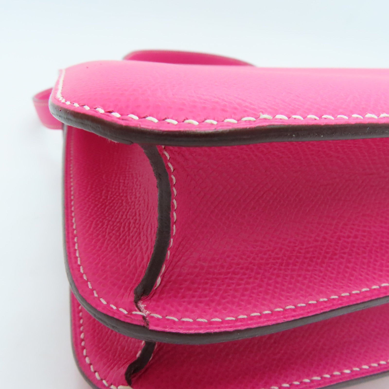 HERMES Espom Leather Constance 24 Silver Buckle Shoulder Bag Rose Tyrien