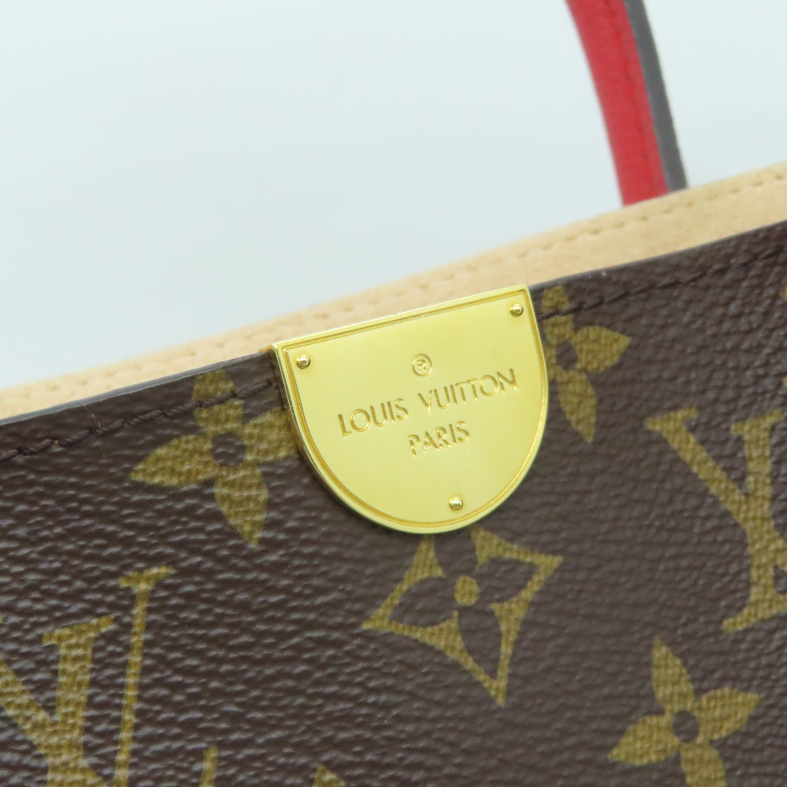 LOUIS VUITTON Monogram Flandrin金扣手挽肩背兩用袋棕色/紅色