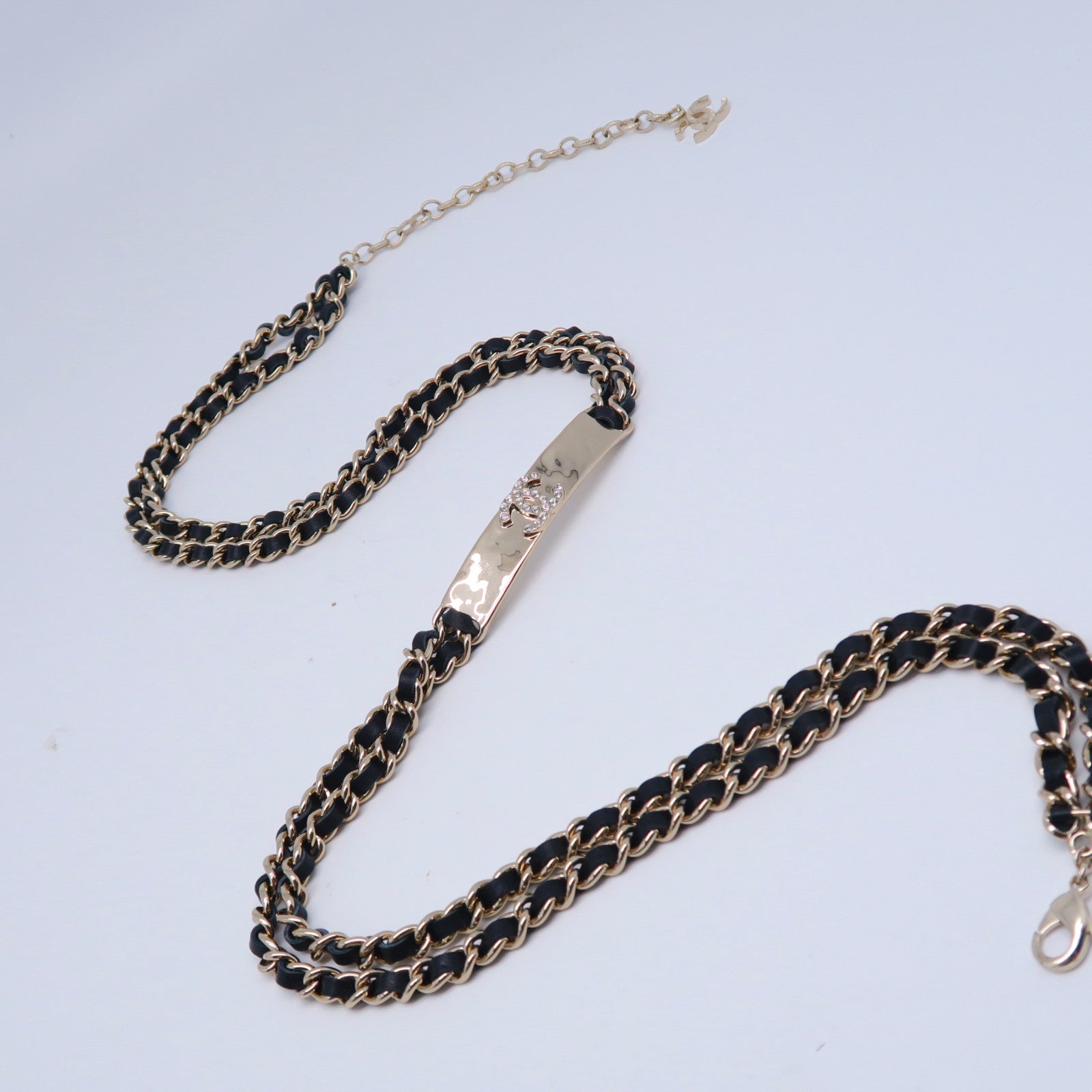 CHANEL 【激減優惠】金屬/皮革Chain Belt金扣皮帶黑色/金色