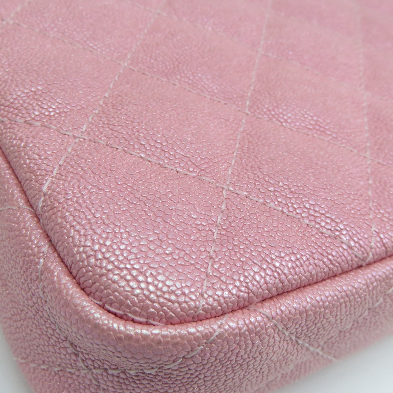 CHANEL 菱格牛皮皮革Clutch With Chain金扣手拿包粉紅色
