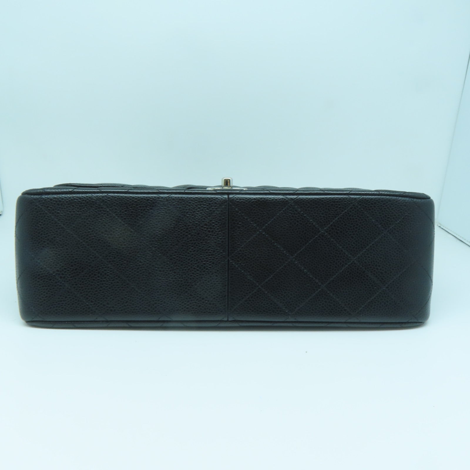 CHANEL Rhombus Caviar Leather Chain Shoulder Silver Buckle Chain Belt Shoulder Bag Black