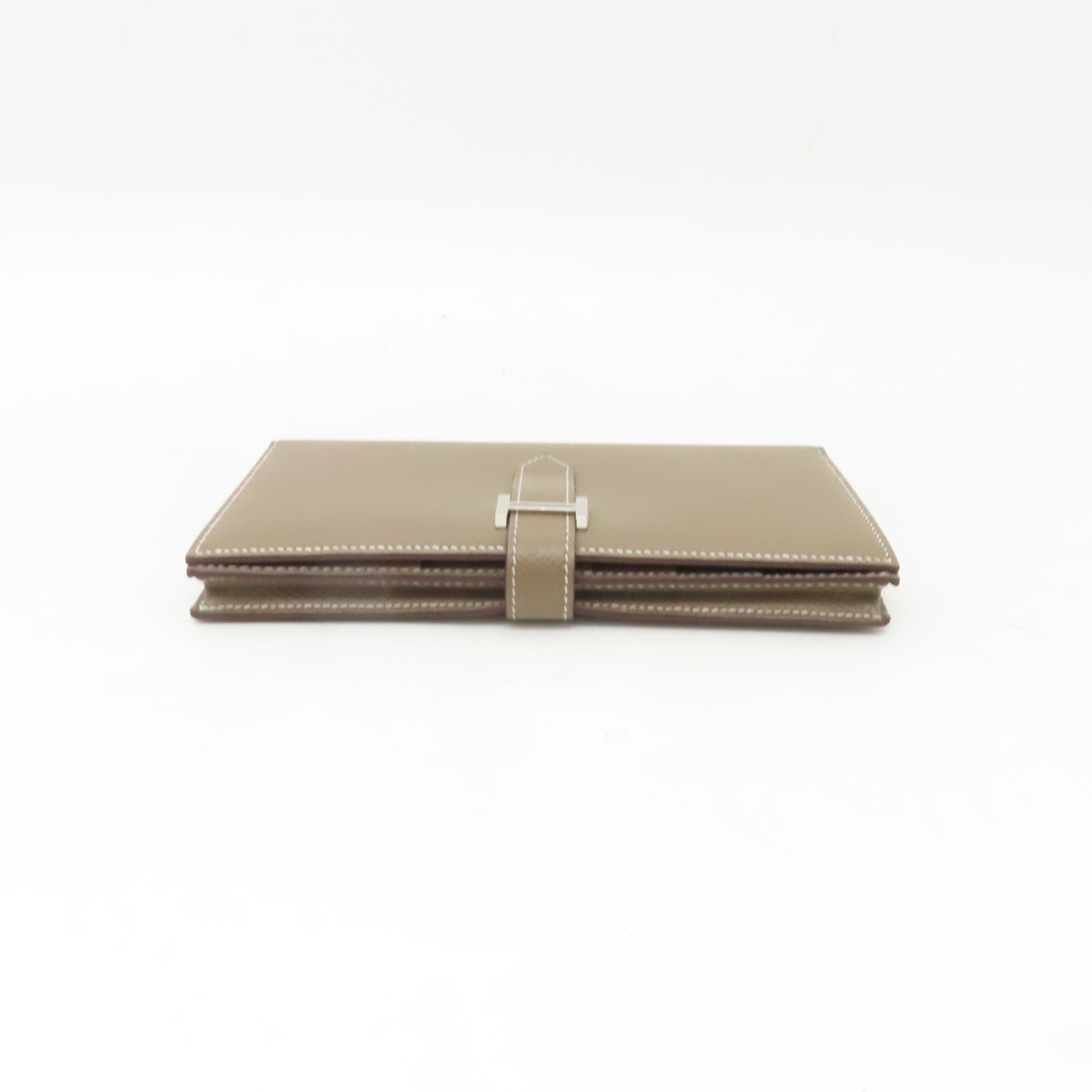 HERMES Epsom皮革Bearn bi-fold銀扣長錢包米色