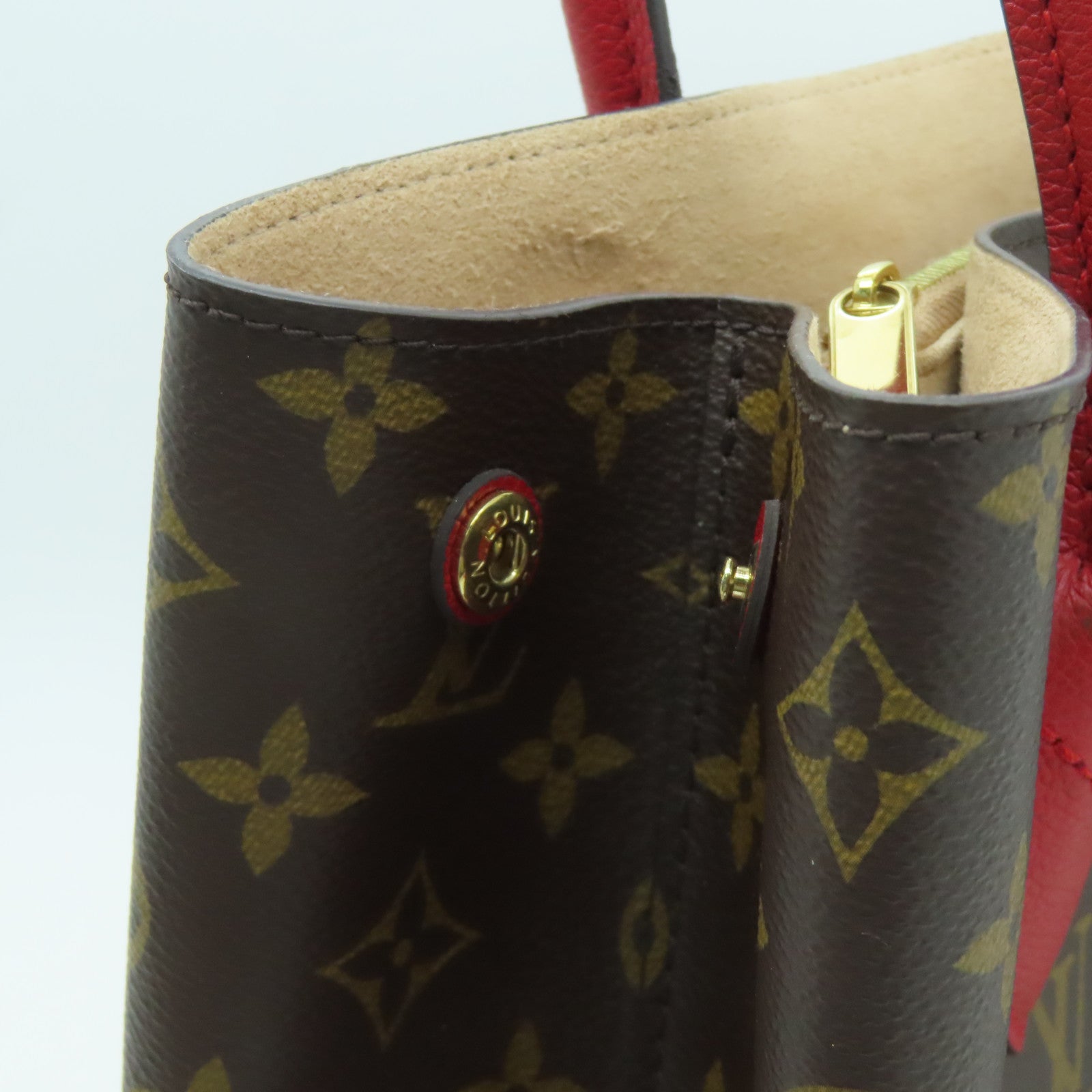 LOUIS VUITTON Monogram Flandrin金扣手挽肩背兩用袋棕色/紅色