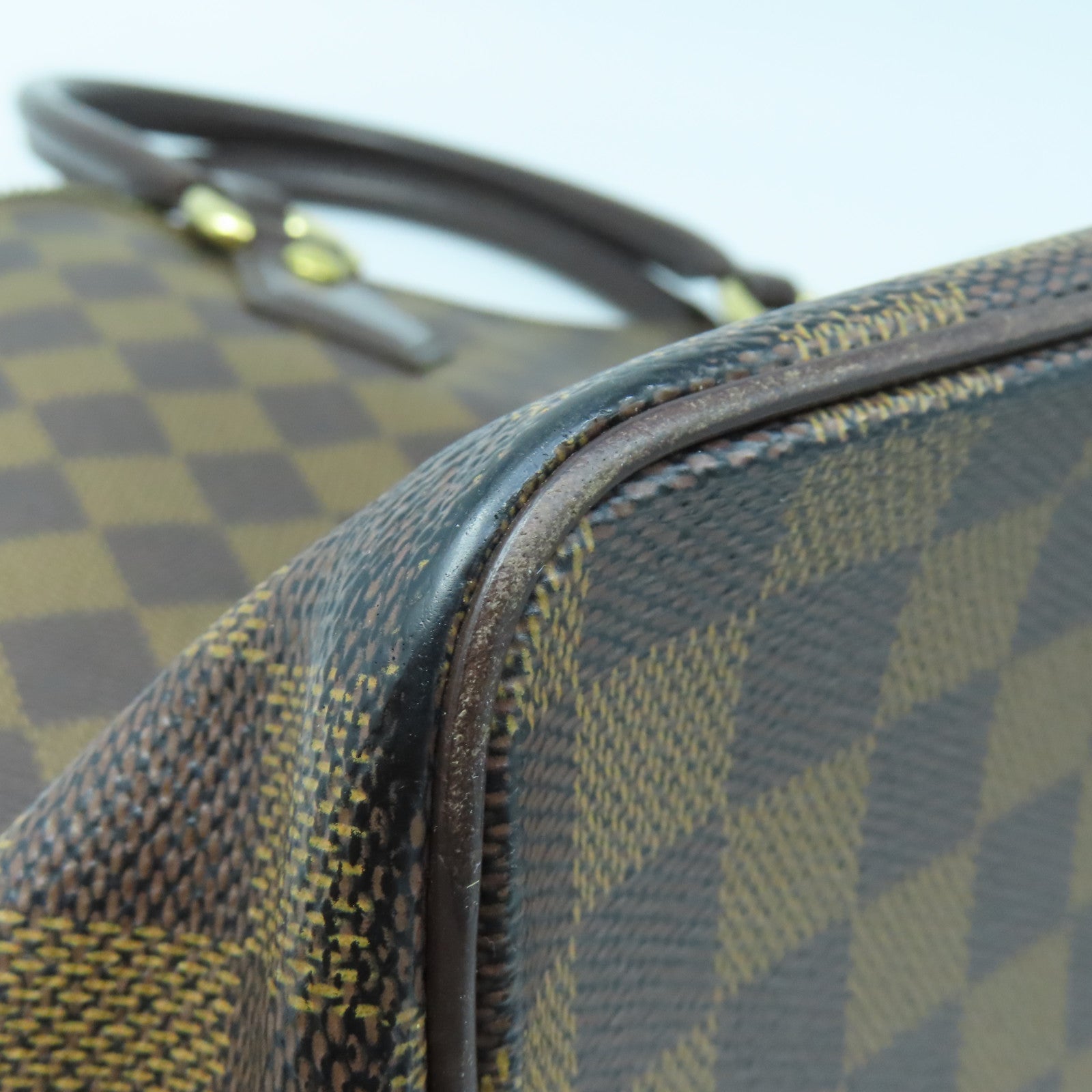 LOUIS VUITTON Damier Saleya MM金扣手挽袋棕色