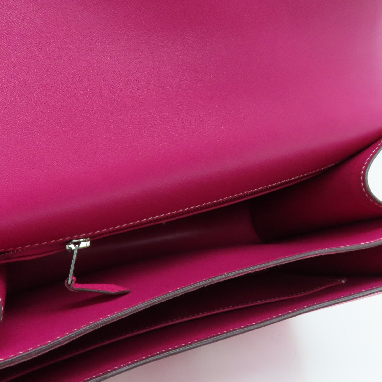 HERMES Espom Leather Constance 24 Silver Buckle Shoulder Bag Rose Tyrien