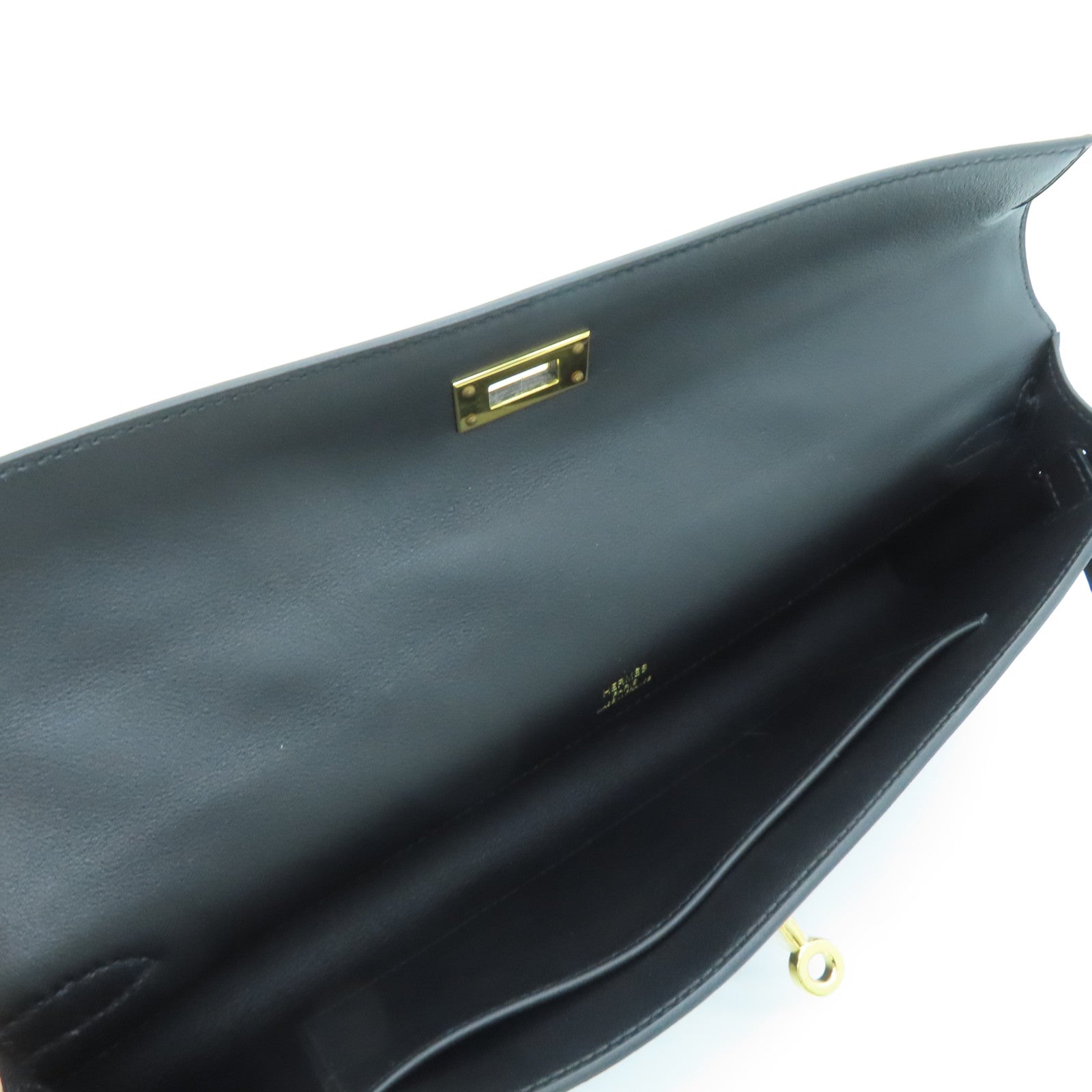 HERMES Swift皮革Kelly Cut金扣手挽袋Noir/黑色