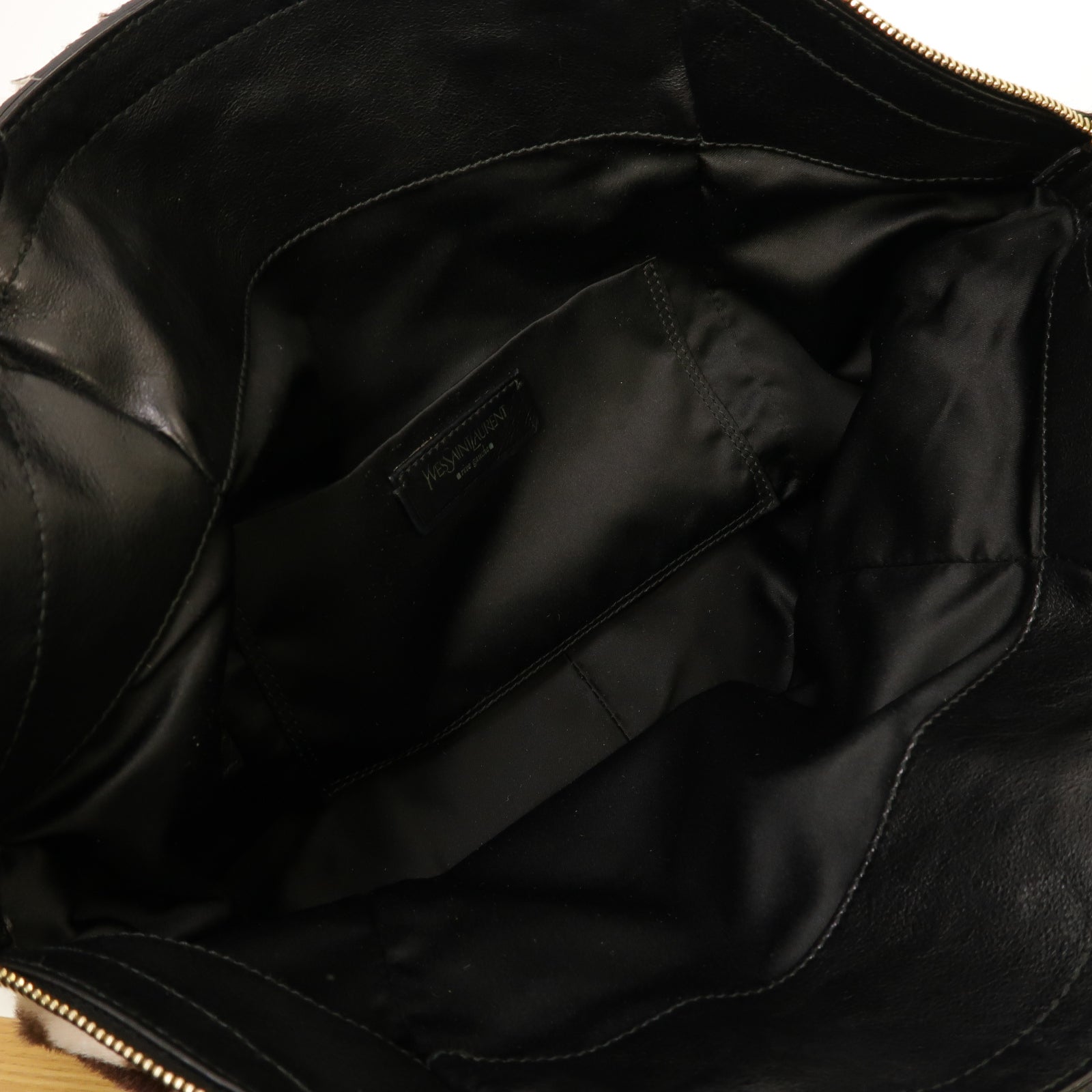 YVES SAINT LAURENT 皮革Tote Bag金扣手挽袋啡色/米色