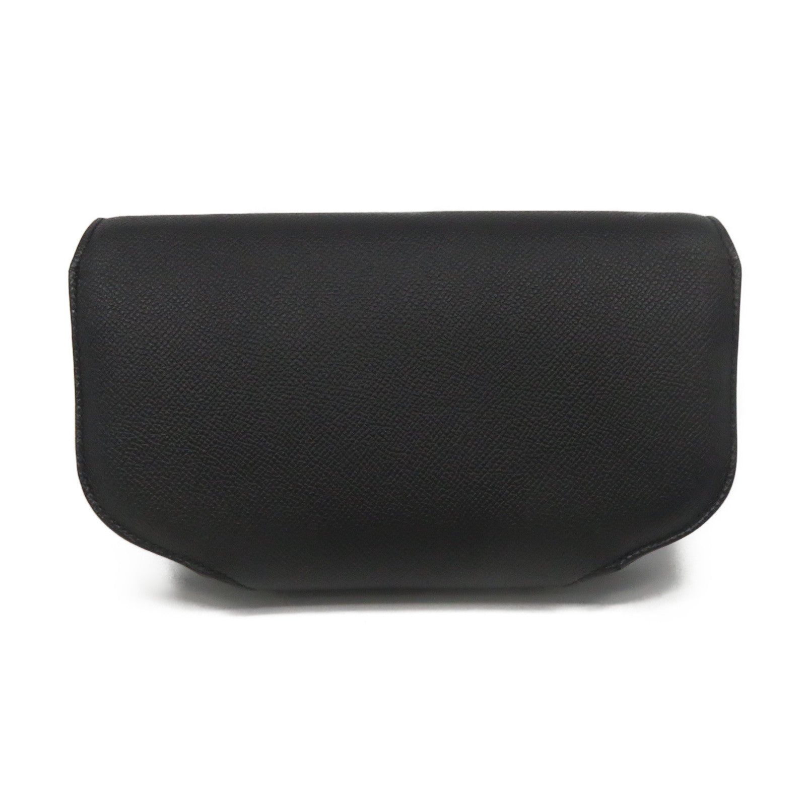 HERMES Epsom皮革Cherche Midi Clutch銀扣手拿包黑色