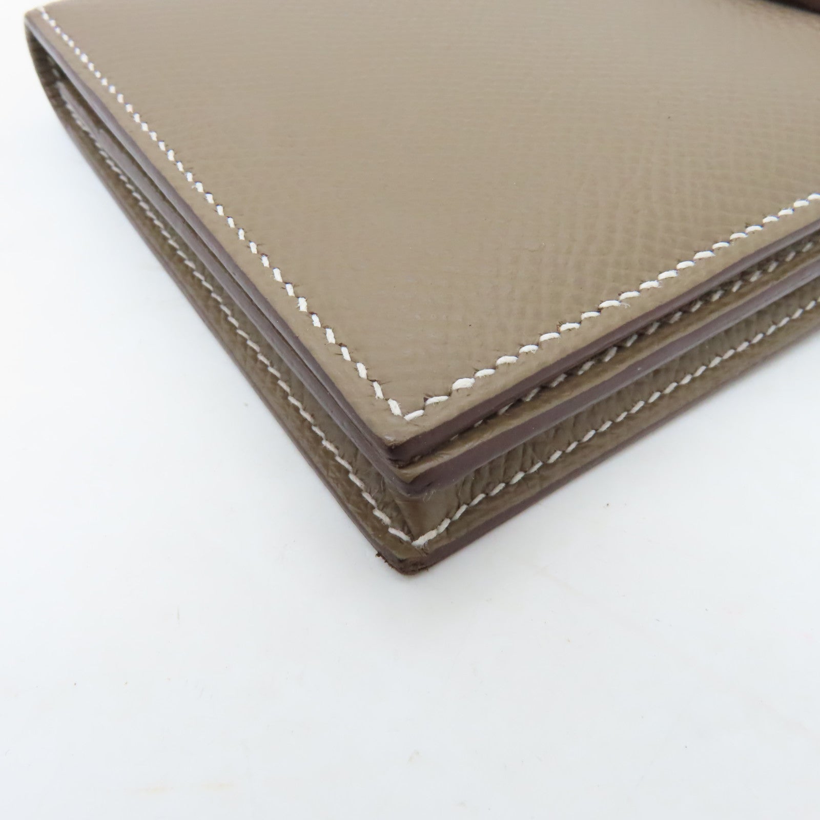 HERMES Epsom皮革Bearn bi-fold銀扣長錢包米色