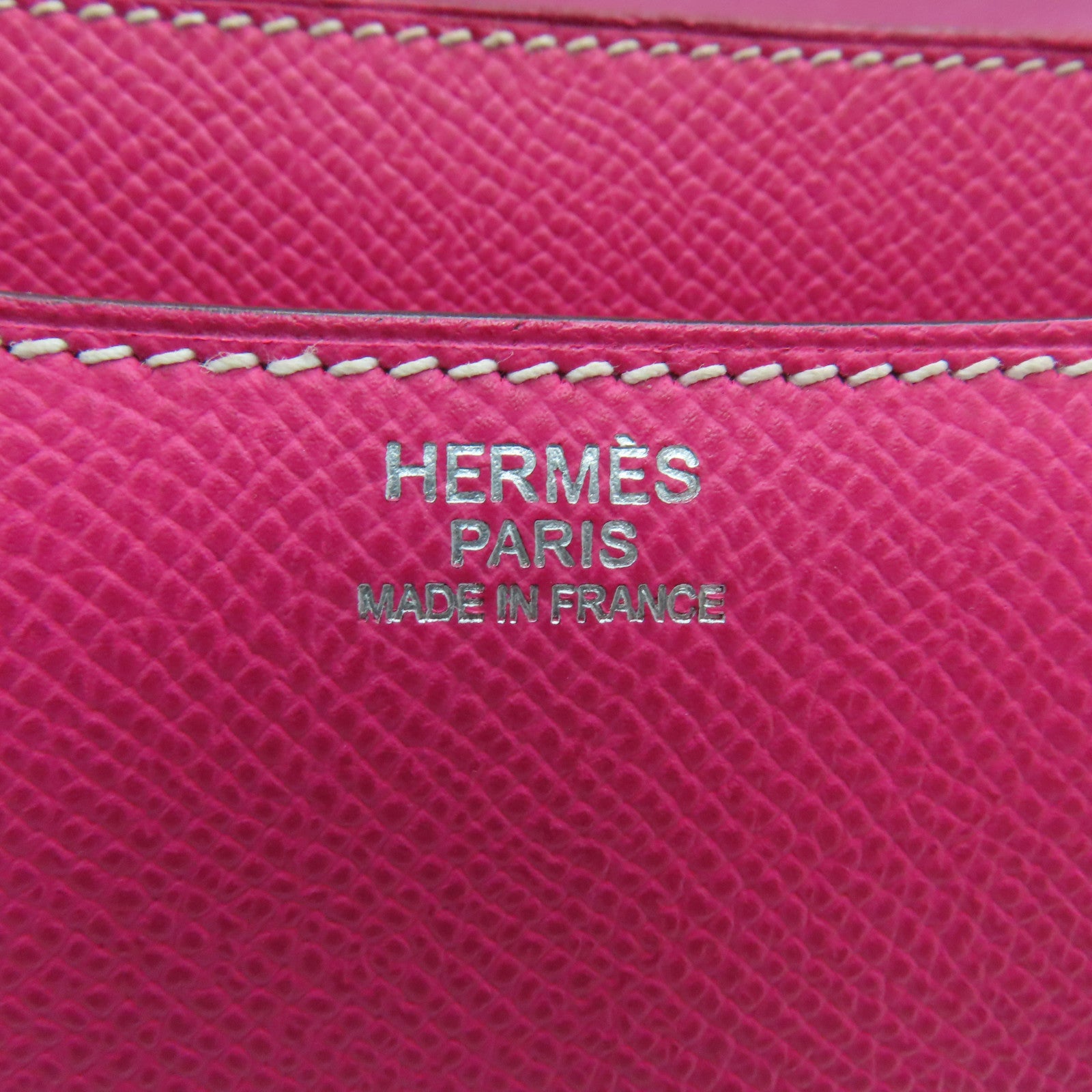 HERMES Espom Leather Constance 24 Silver Buckle Shoulder Bag Rose Tyrien