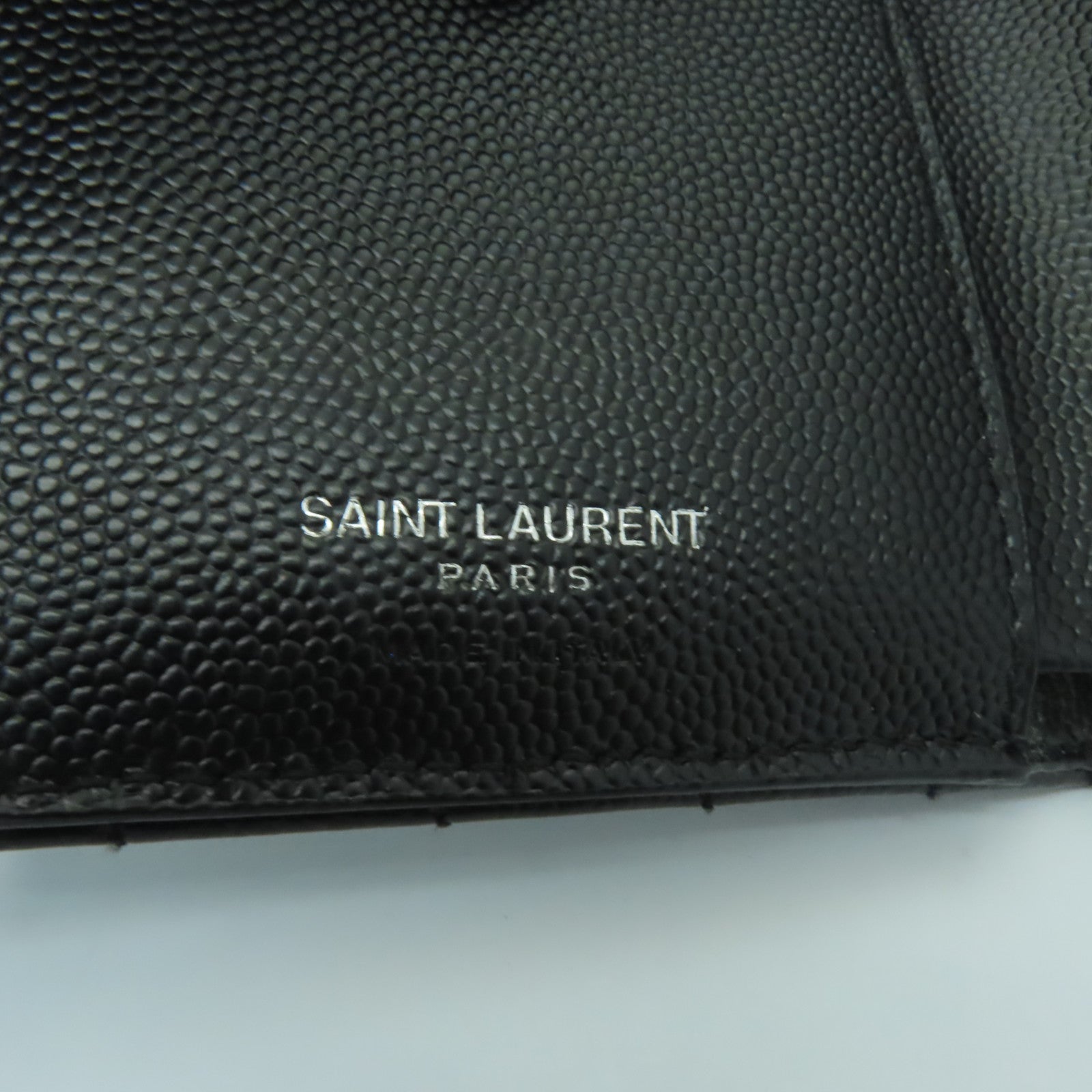 SAINT LAURENT 牛皮皮革Wallet銀扣錢包黒色