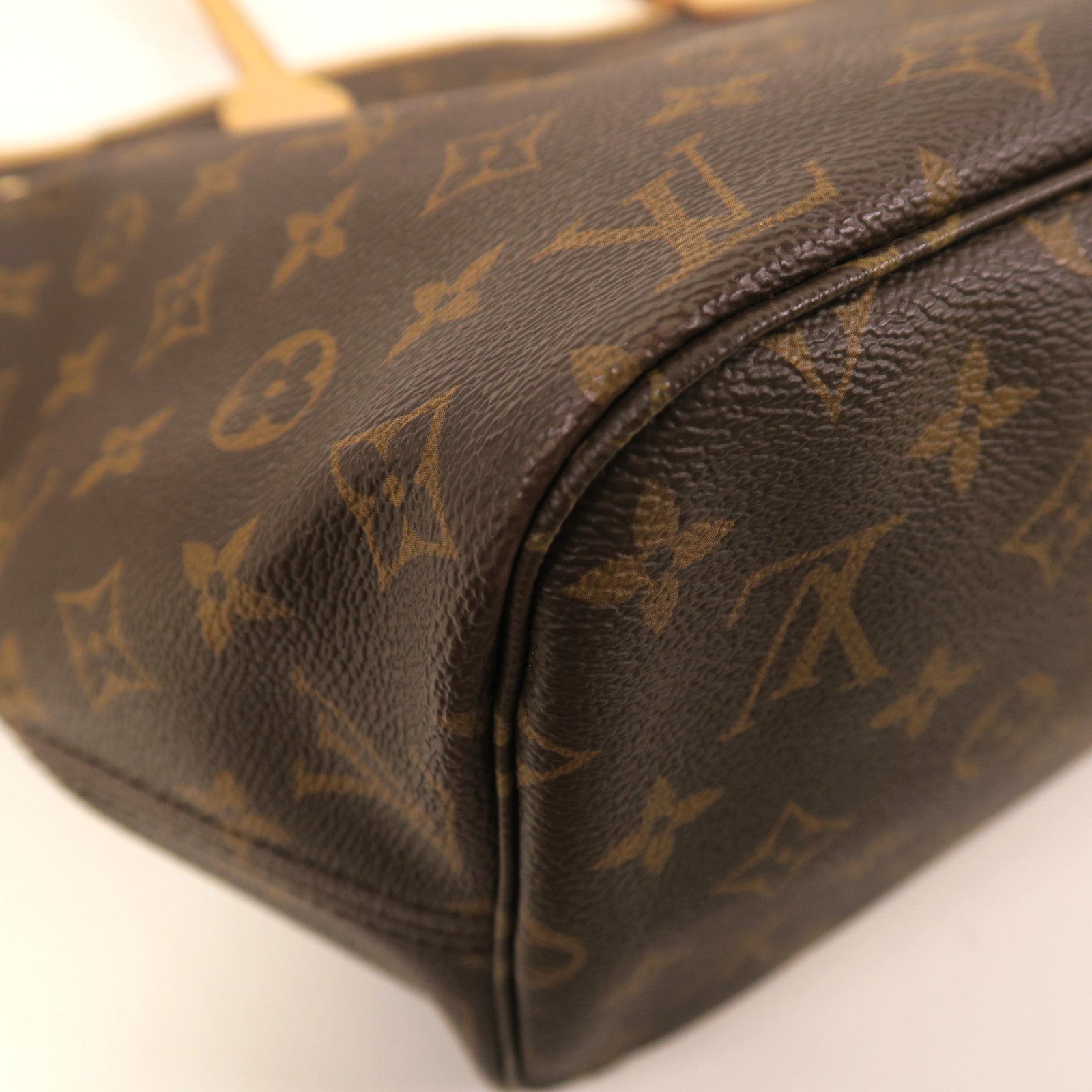 LOUIS VUITTON Monogram Neverfull MM金扣手挽袋啡色