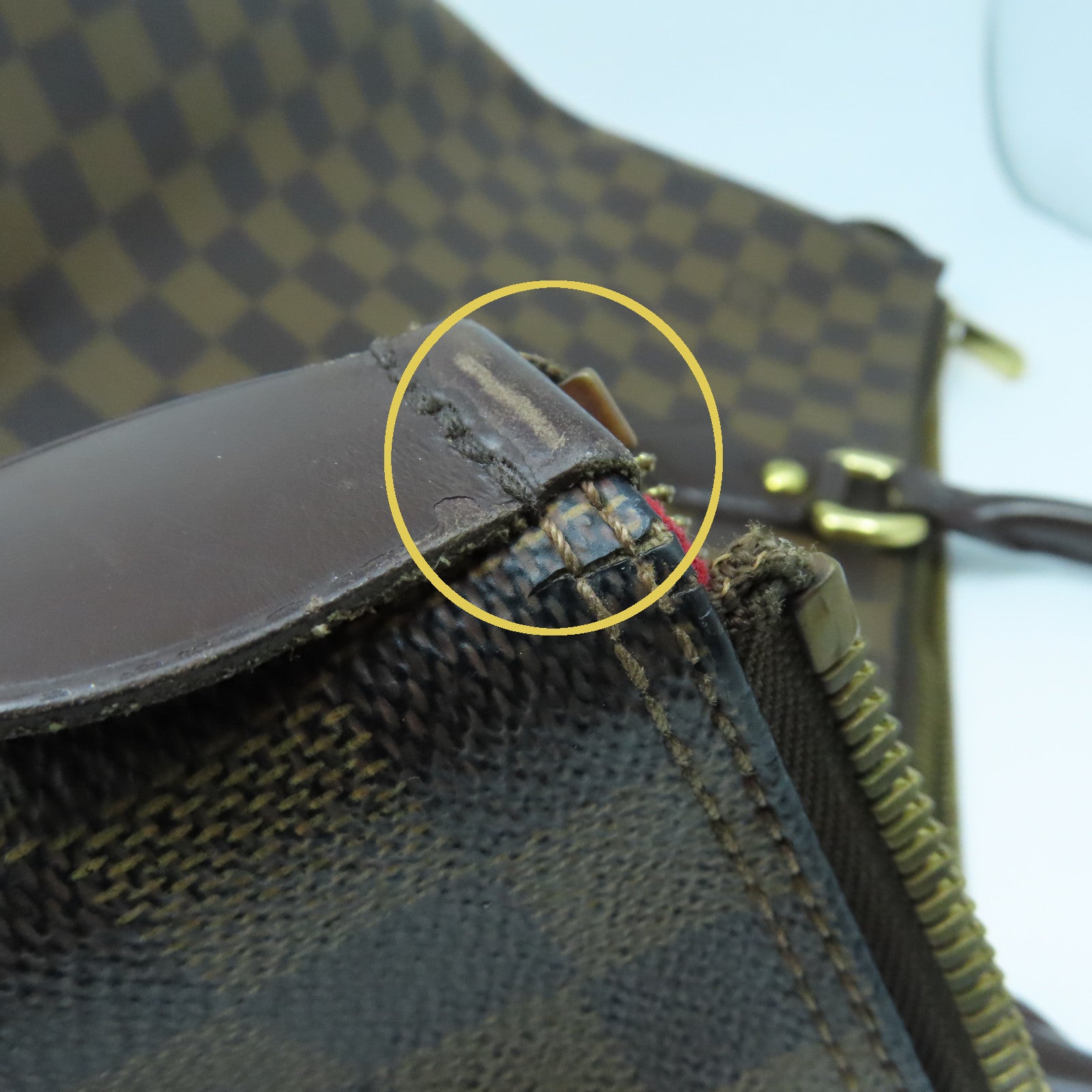 LOUIS VUITTON Damier Saleya MM金扣手挽袋棕色