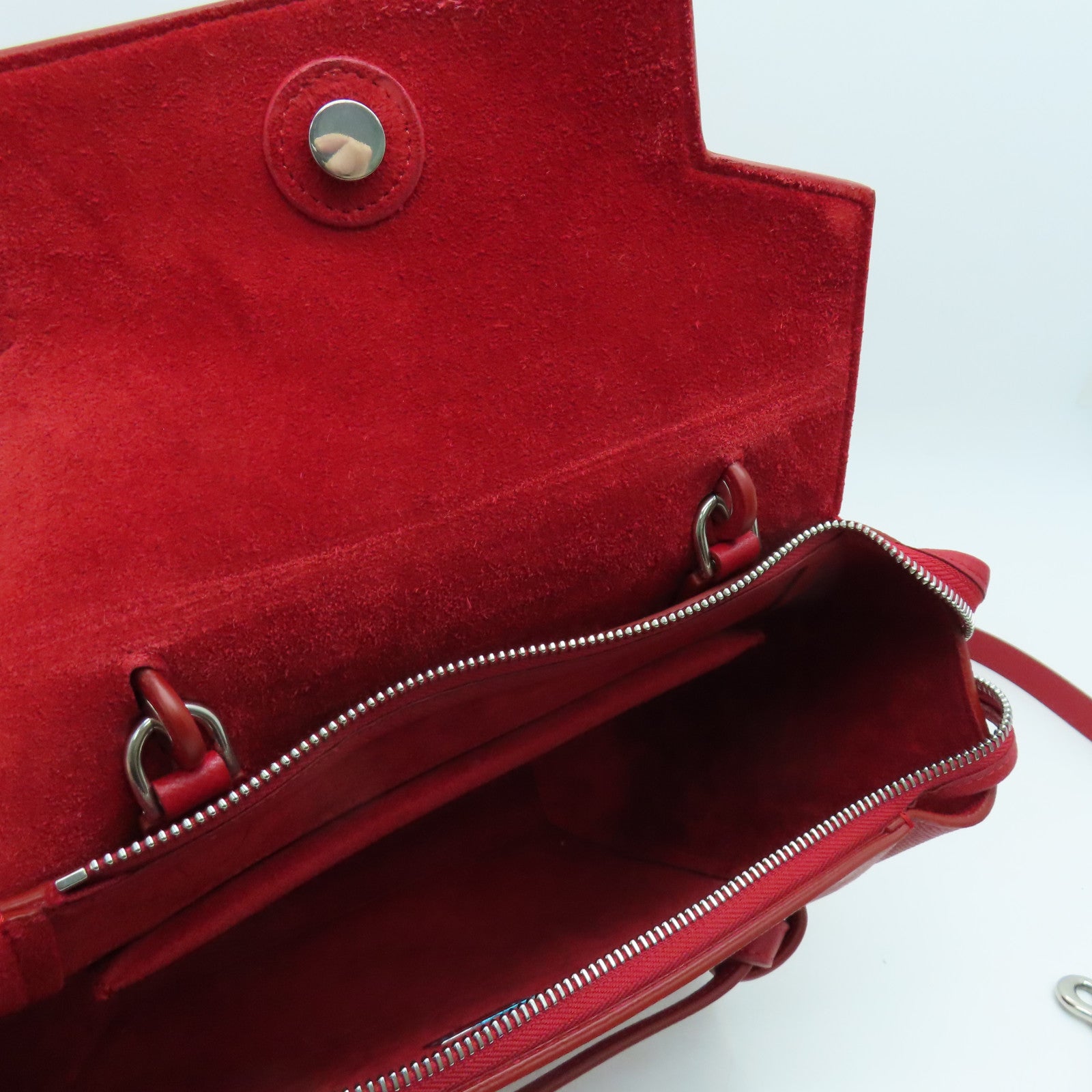 CELINE 牛皮皮革Small Belt Bag银扣手挽肩背两用袋红色