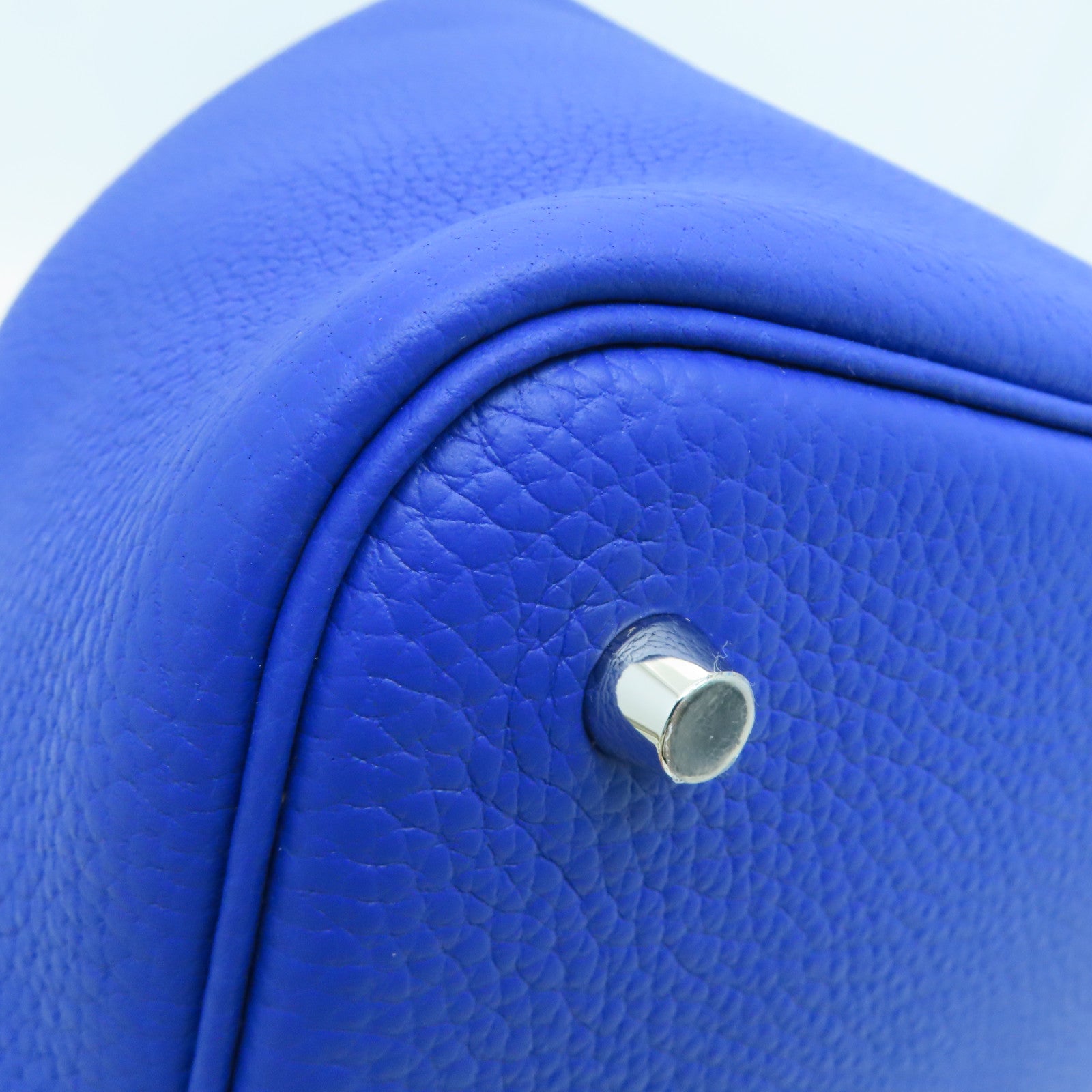 HERMES 【激減優惠】Clemence皮革Picotin MM Tote Bag銀扣手挽袋Bleu Royal藍色