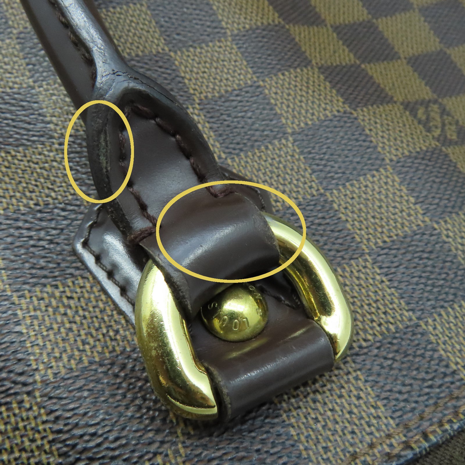 LOUIS VUITTON Damier Saleya MM金扣手挽袋棕色