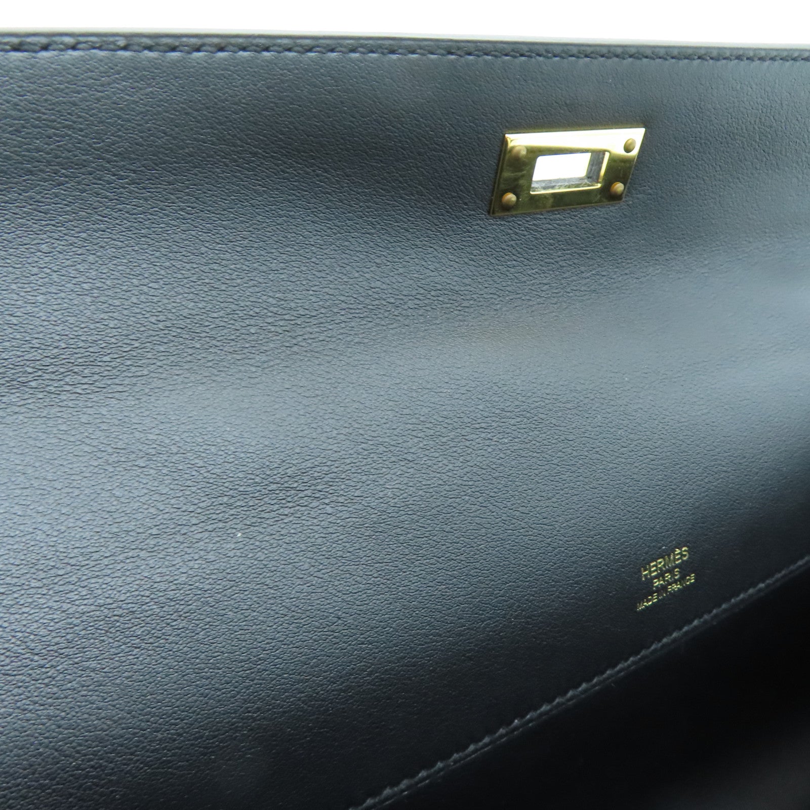 HERMES Swift皮革Kelly Cut金扣手挽袋Noir/黑色