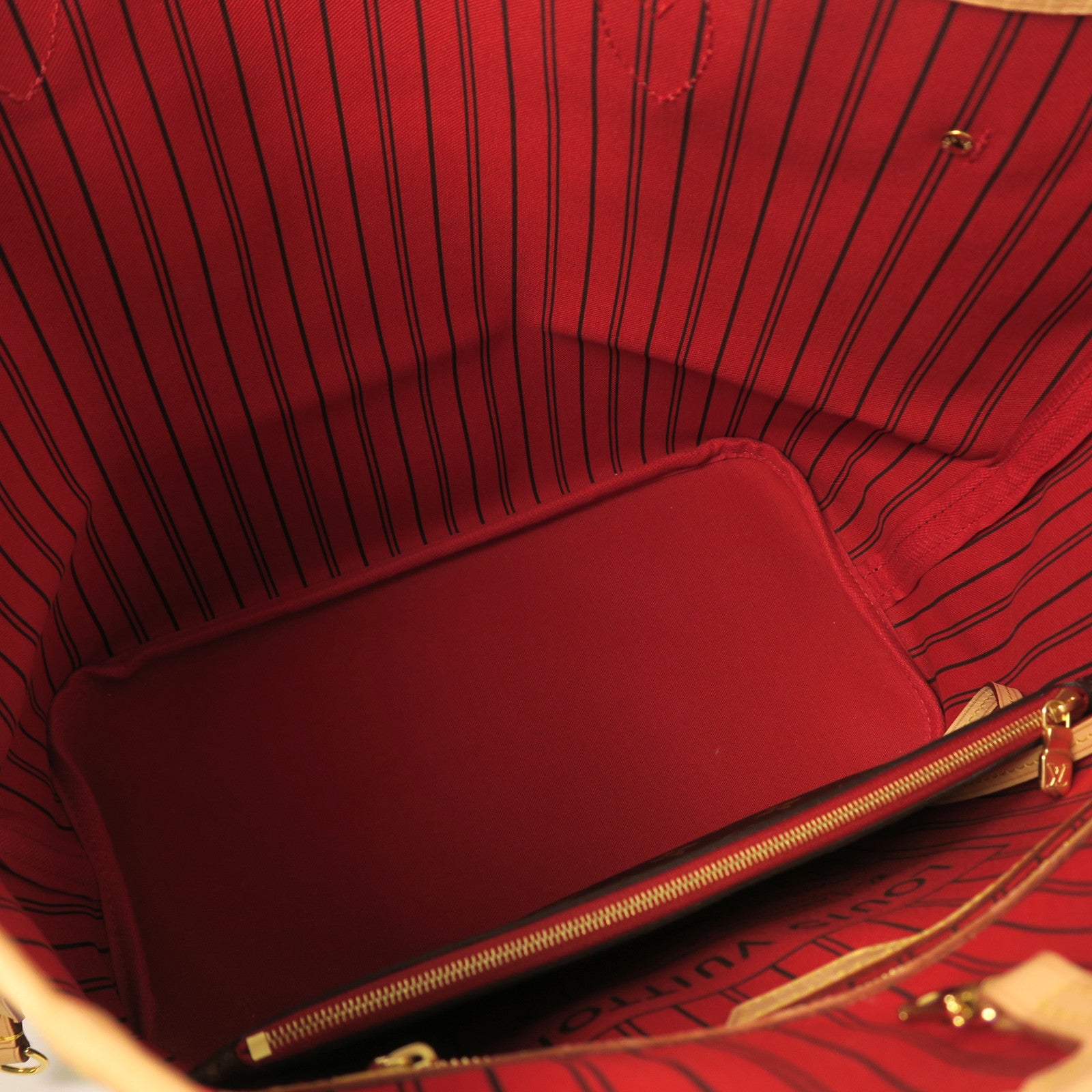 LOUIS VUITTON Monogram Neverfull MM金扣手挽袋啡色