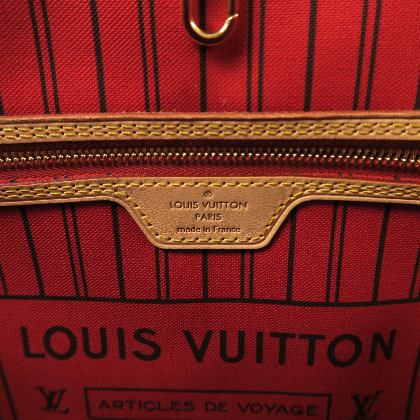 LOUIS VUITTON Monogram Neverfull MM金扣手挽袋啡色