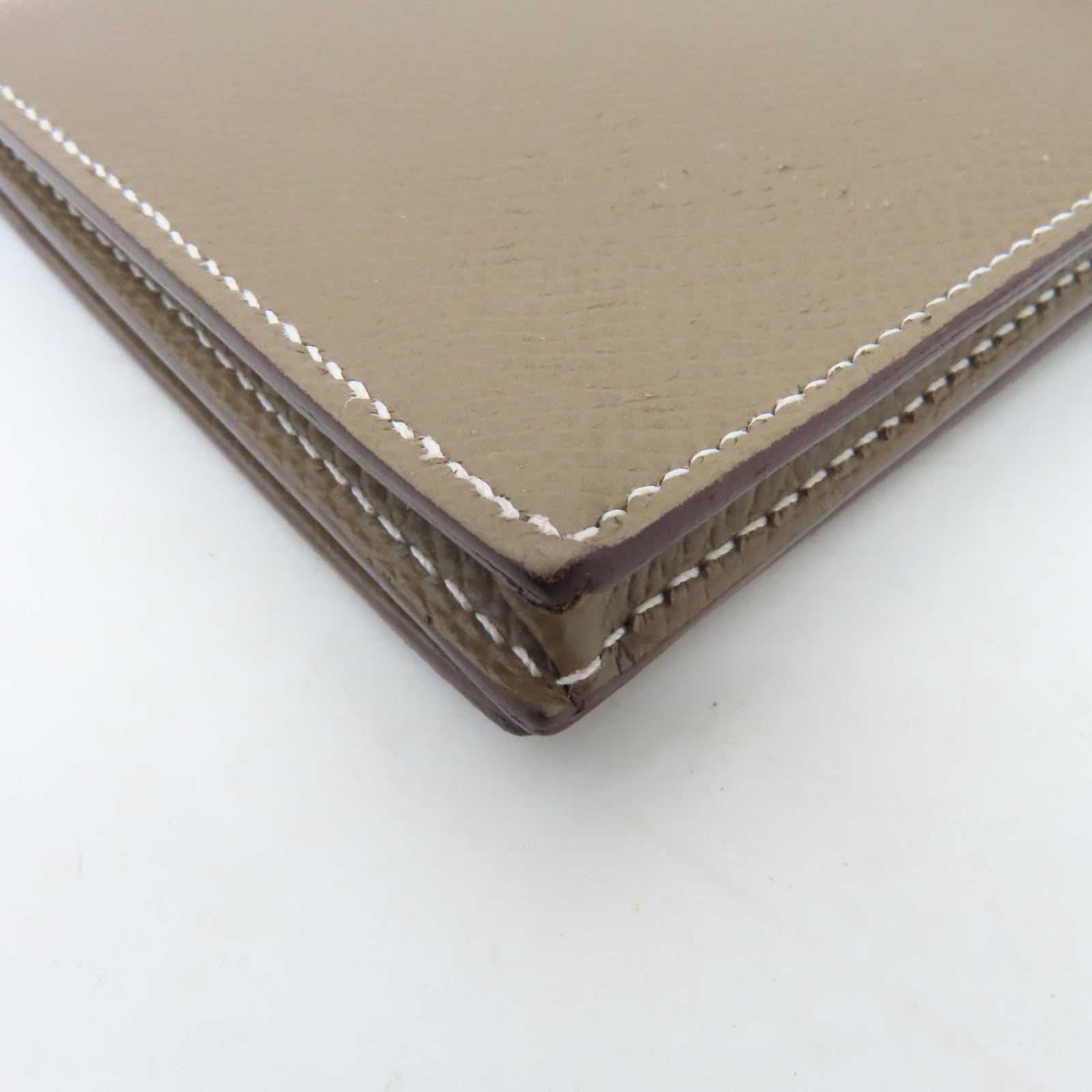 HERMES Epsom皮革Bearn bi-fold銀扣長錢包米色